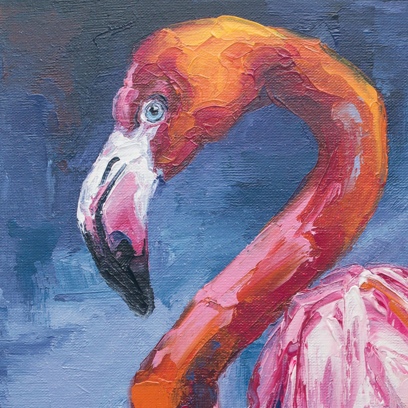 Pink flamingo Original art 8" by S. Lee Mark Bird oil painting Pet portrait Animal art Home & Living Home Wall Décor Paintings Wall Hangings
