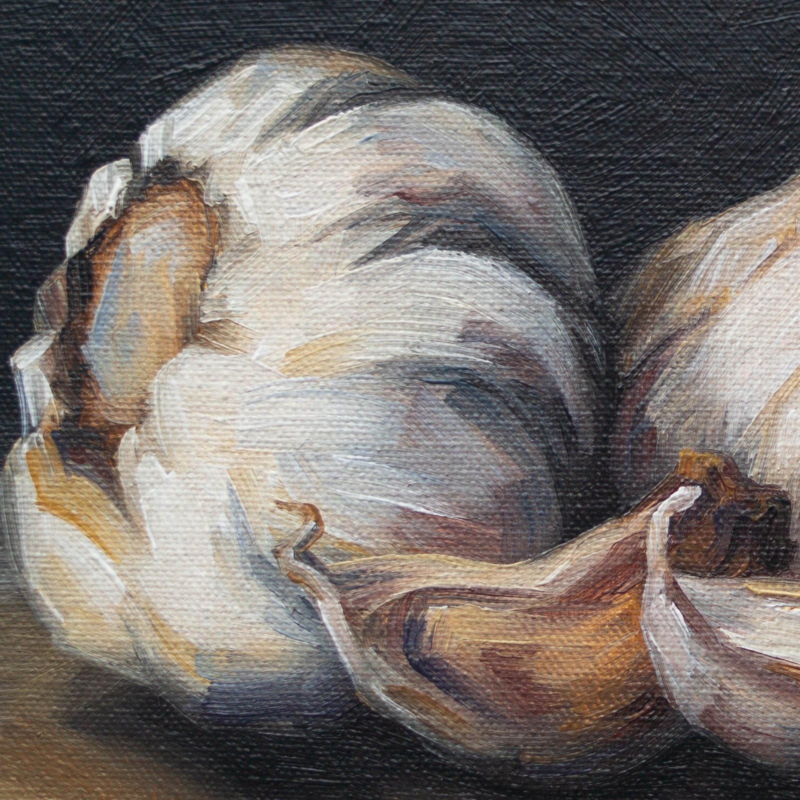 Garlic Original art 6x6 by S. Lee Mark - Stil life oil painting Fruit art Vegetable still life painting Small artwork Kitchen Decor