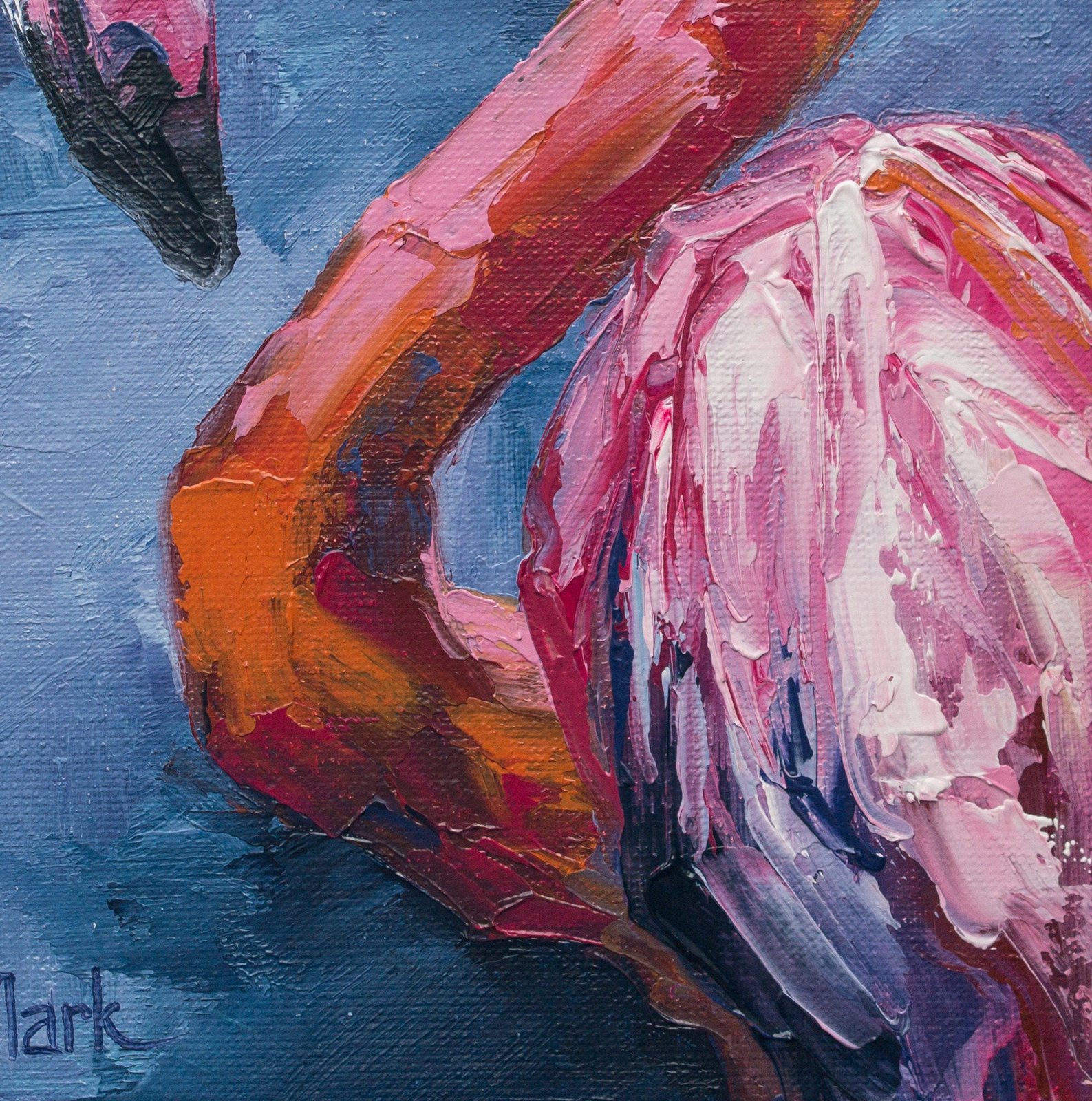 Pink flamingo Original art 8" by S. Lee Mark Bird oil painting Pet portrait Animal art Home & Living Home Wall Décor Paintings Wall Hangings