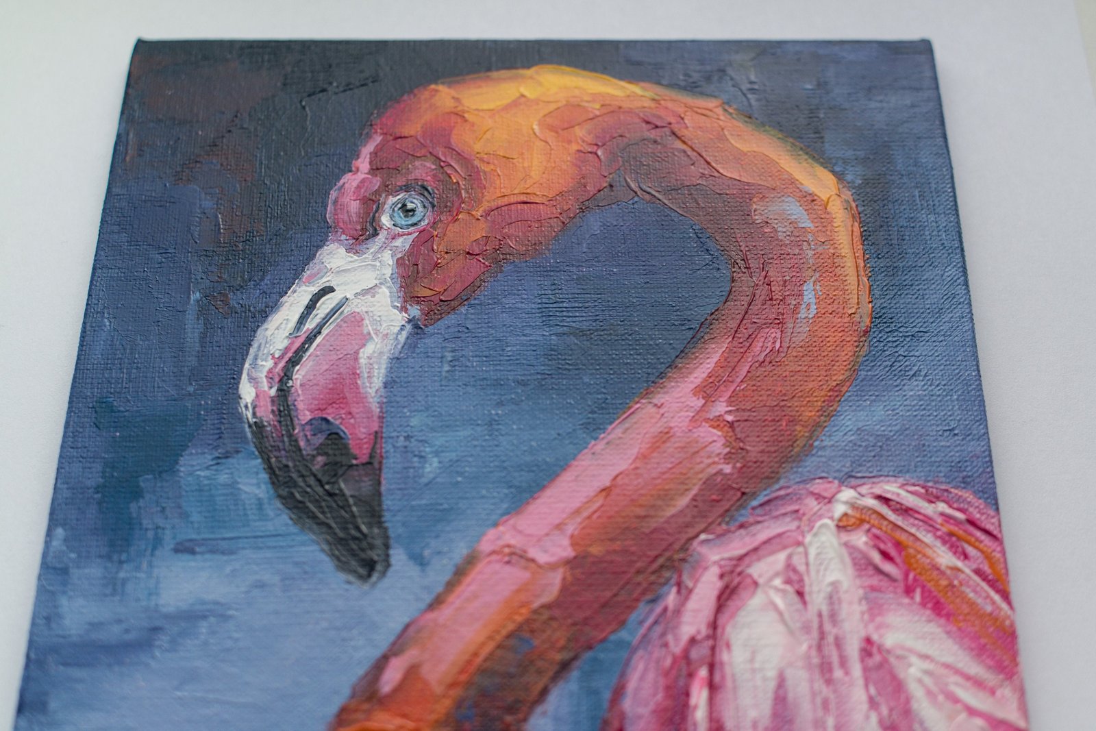 Pink flamingo Original art 8" by S. Lee Mark Bird oil painting Pet portrait Animal art Home & Living Home Wall Décor Paintings Wall Hangings
