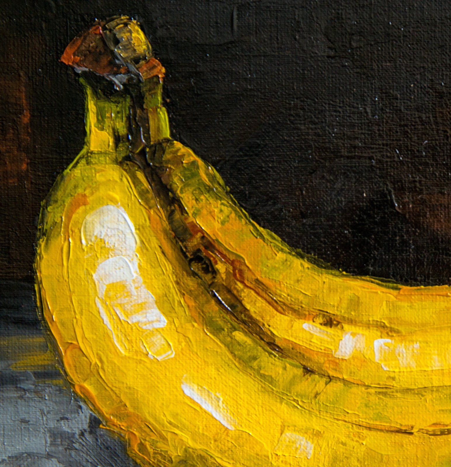 Two bananas Original art 8" by S. Lee Mark Fruit Still life oil painting Fruit art Fruit painting Home & Living Home Wall Décor Paintings