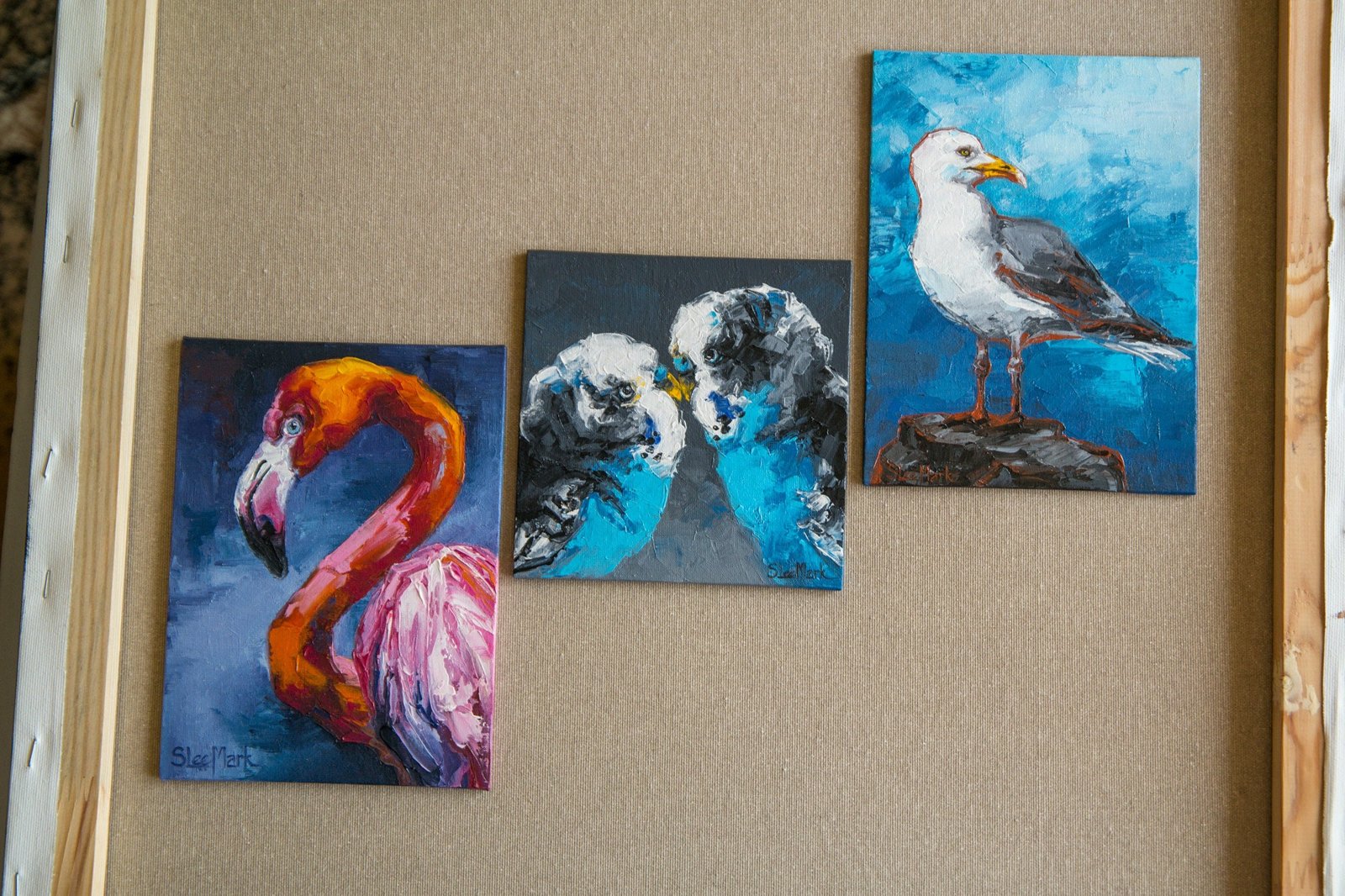 I love U Parrot Original art 6" by S. Lee Mark Bird oil painting Pet portrait Animal art Home & Living Wall Décor Parrot Valentine's Day