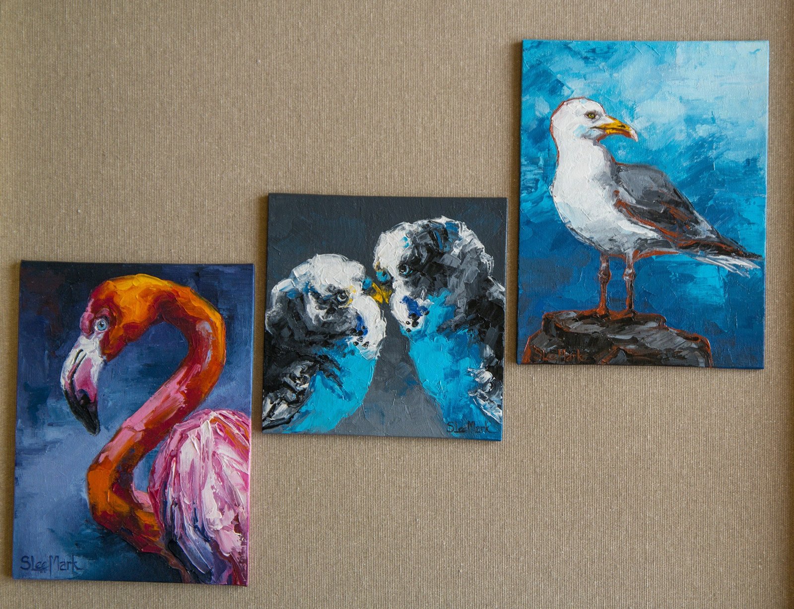 I love U Parrot Original art 6" by S. Lee Mark Bird oil painting Pet portrait Animal art Home & Living Wall Décor Parrot Valentine's Day