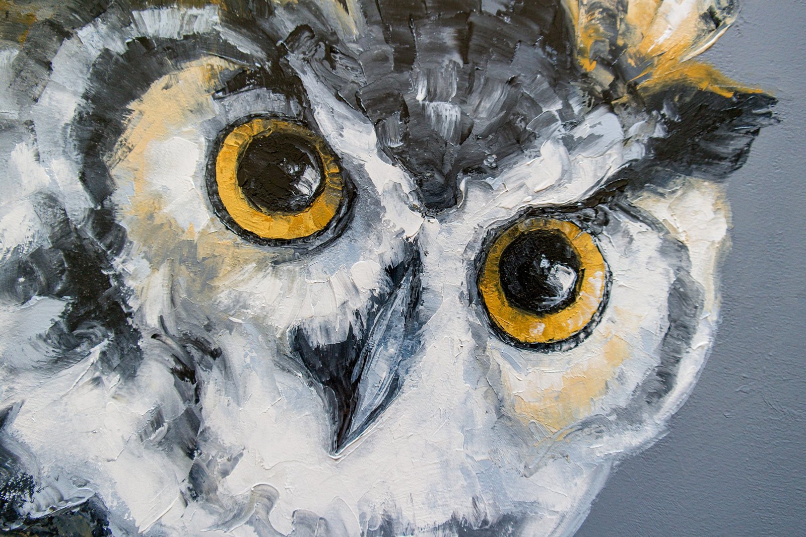 funny owl 20" Original art by S. Lee Mark Bird oil painting Pet portrait Animal art Home & Living Wall Décor Parrot Valentine's Day