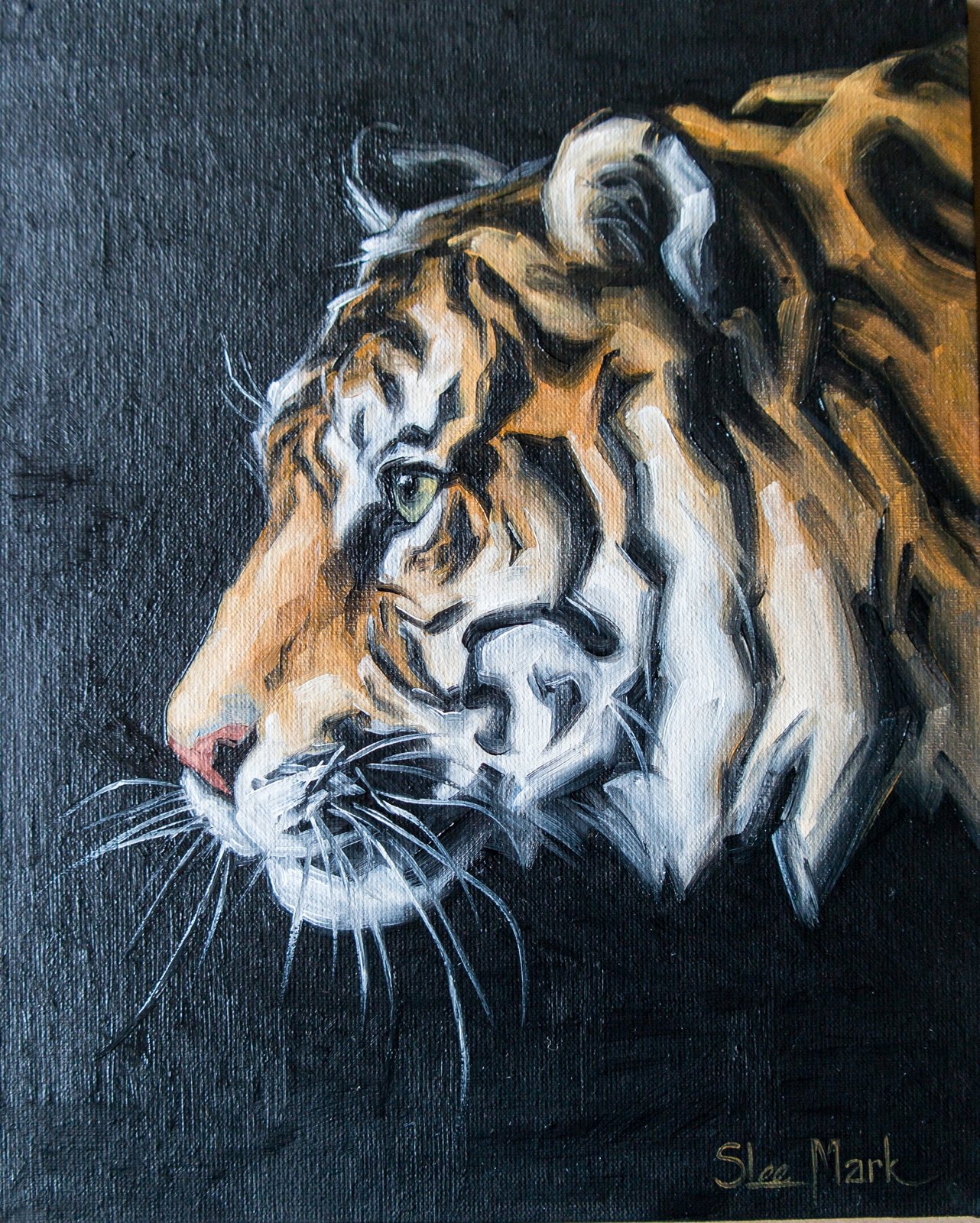 Tiger by S.Lee Mark Original oil painting Pet portrait Ginger portrait Animal painting Animal art Original art Home Living Home Decor Wall