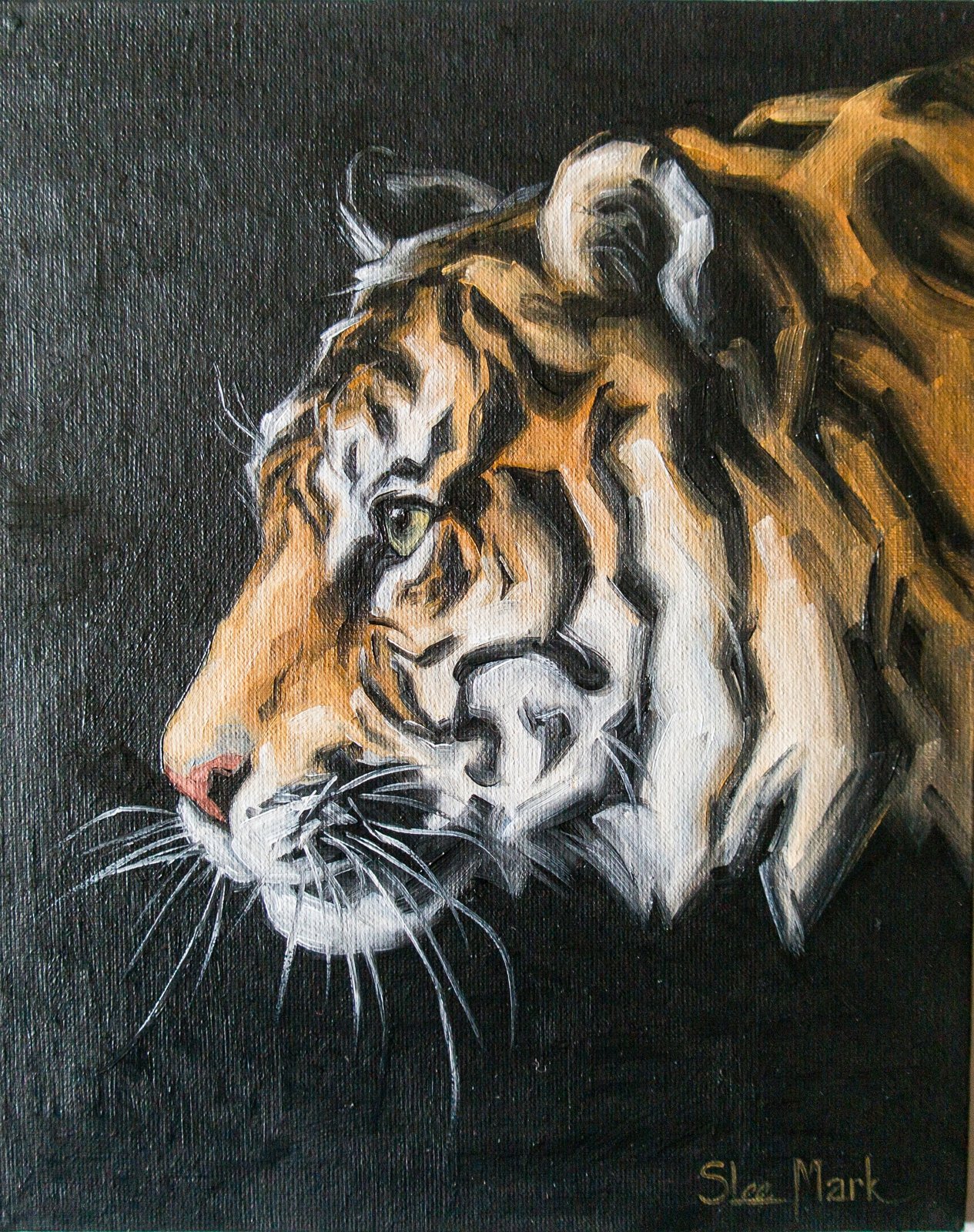 Tiger by S.Lee Mark Original oil painting Pet portrait Ginger portrait Animal painting Animal art Original art Home Living Home Decor Wall