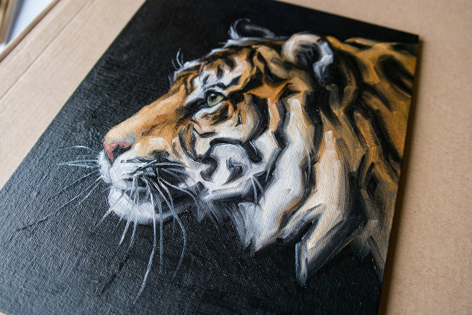 Tiger by S.Lee Mark Original oil painting Pet portrait Ginger portrait Animal painting Animal art Original art Home Living Home Decor Wall