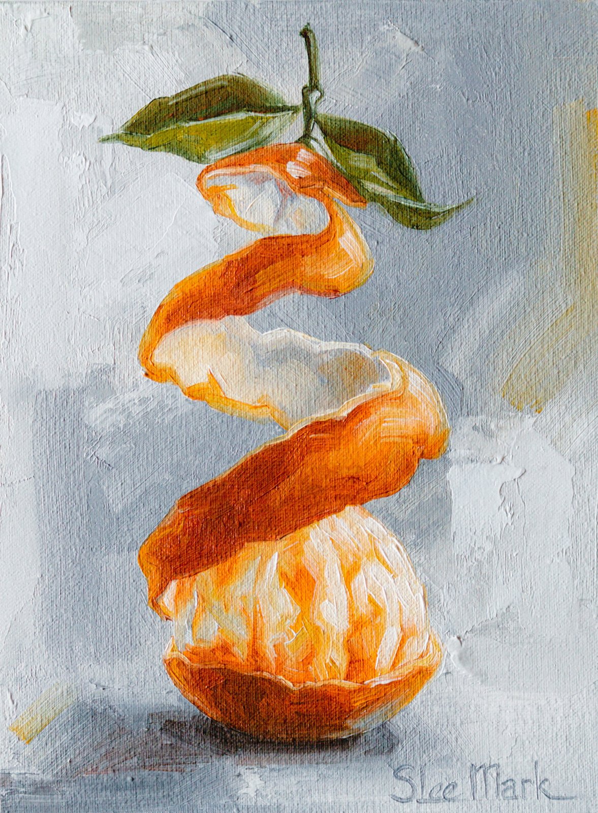 Tangerine garland Original art 8x6 by S. Lee Mark - Stil life oil painting Fruit art Fruit still life Fruit painting Citrus art garland