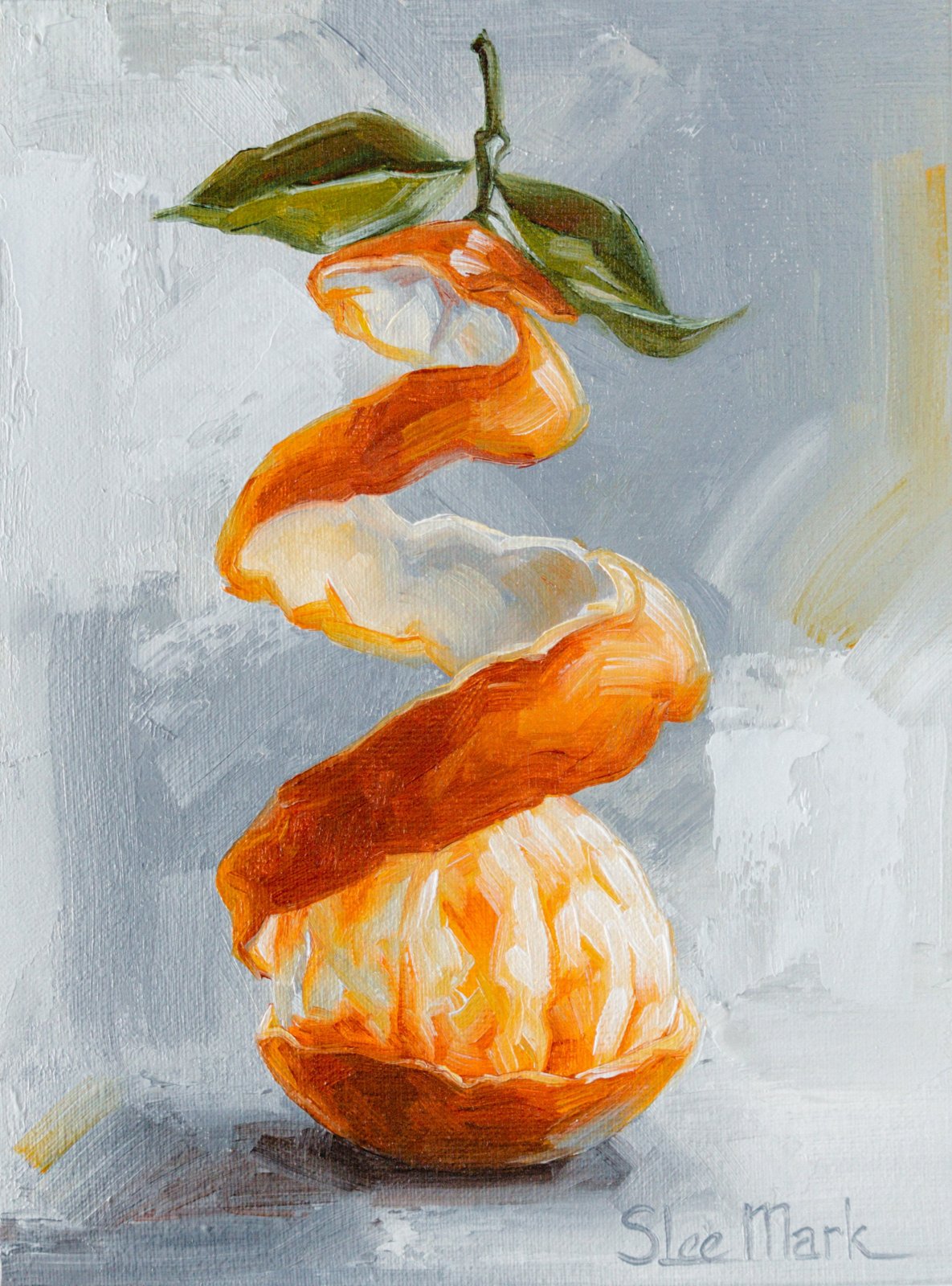 Tangerine garland Original art 8x6 by S. Lee Mark - Stil life oil painting Fruit art Fruit still life Fruit painting Citrus art garland