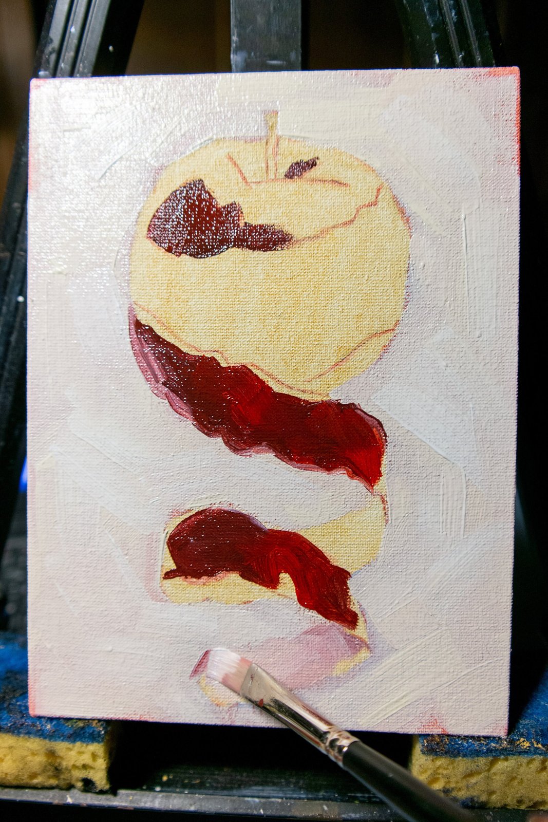 Apple garland Original art 8x6 by S. Lee Mark - Stil life oil painting Fruit art Fruit still life Fruit painting Citrus art garland