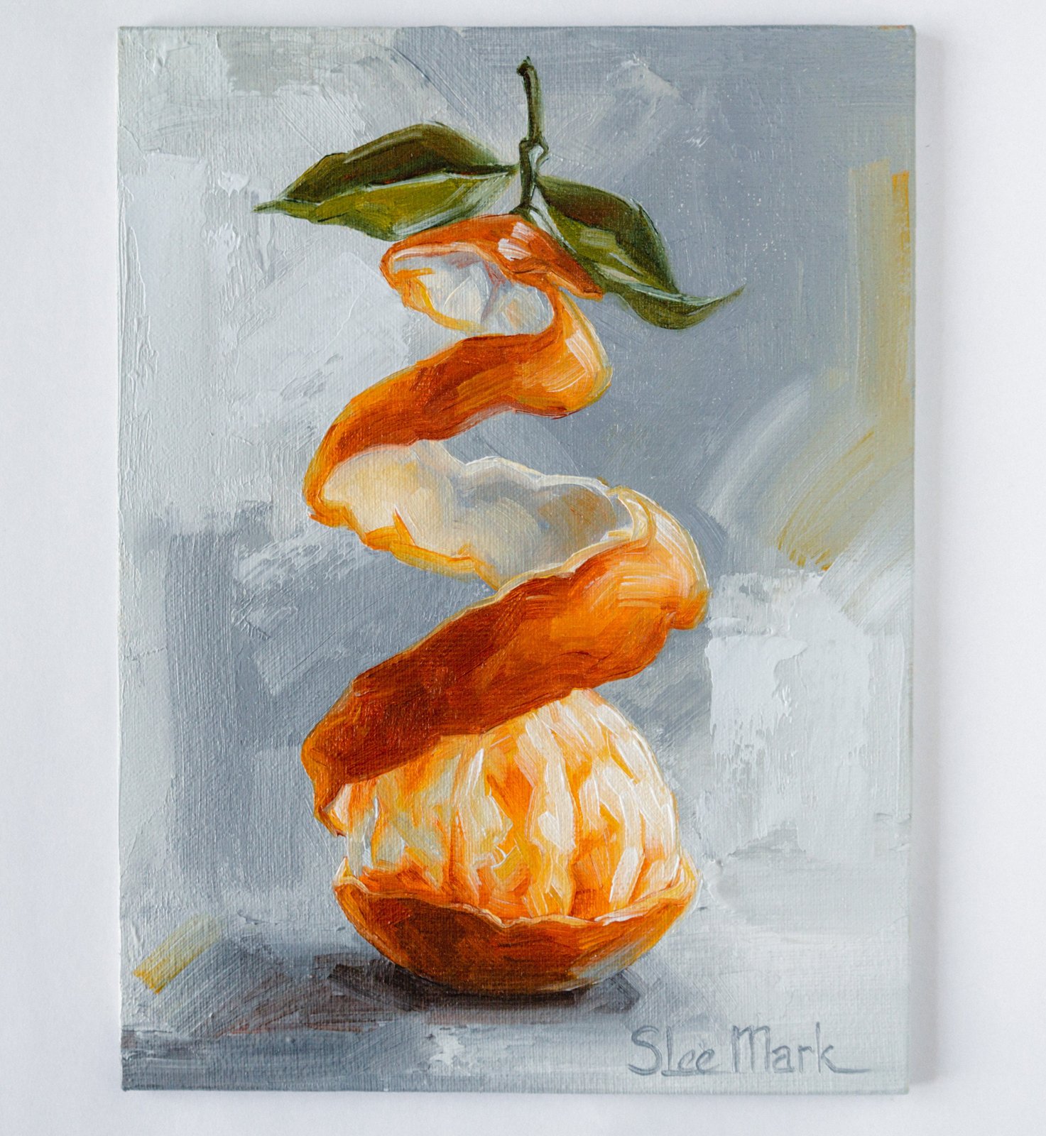 Tangerine garland Original art 8x6 by S. Lee Mark - Stil life oil painting Fruit art Fruit still life Fruit painting Citrus art garland