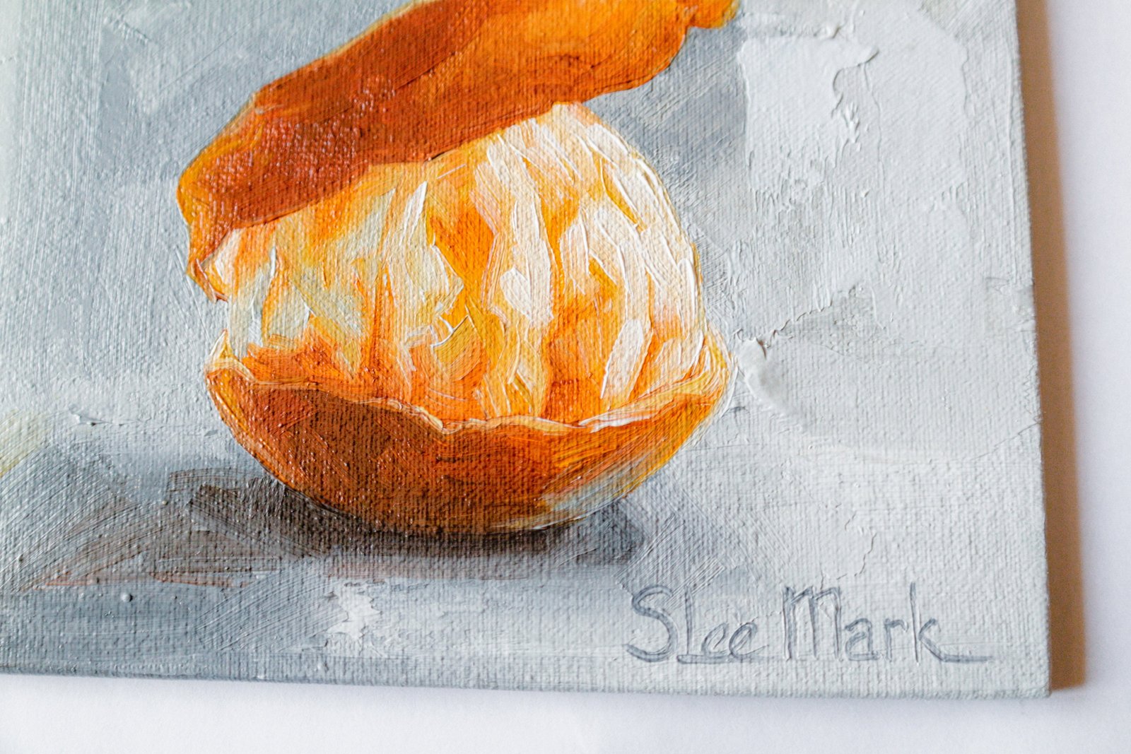 Tangerine garland Original art 8x6 by S. Lee Mark - Stil life oil painting Fruit art Fruit still life Fruit painting Citrus art garland