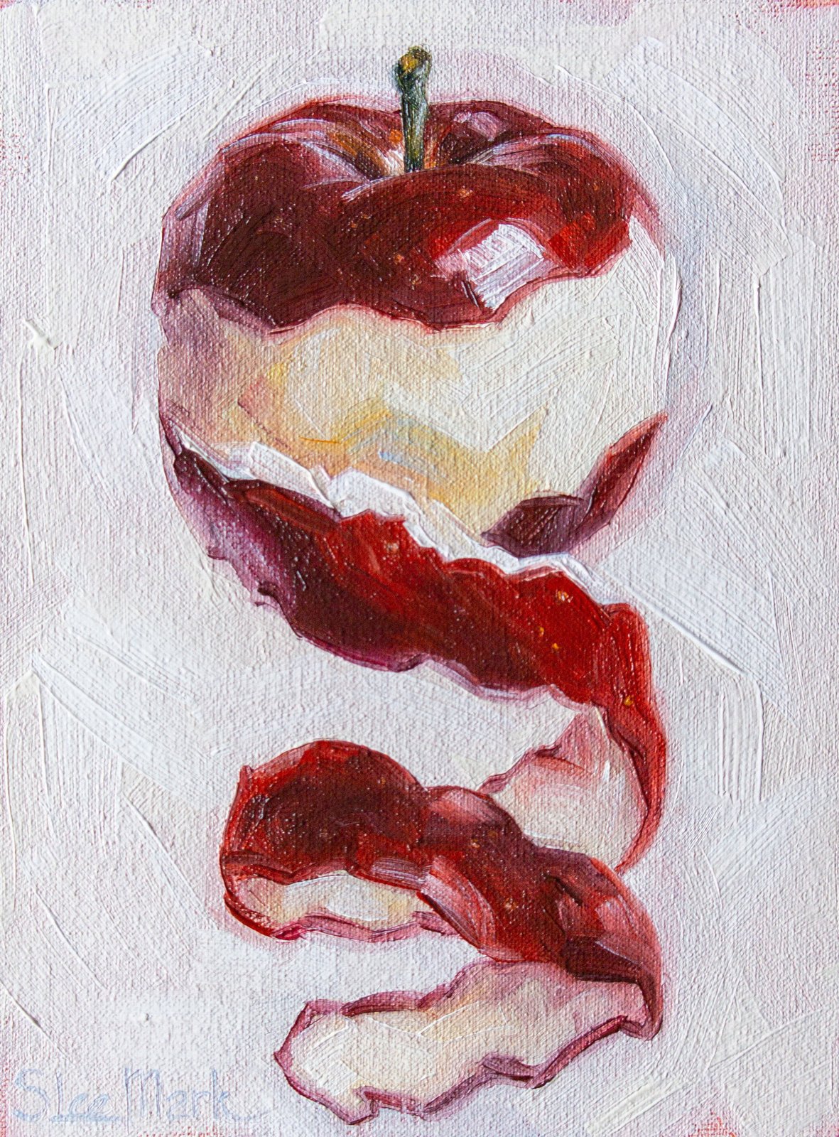 Apple garland Original art 8x6 by S. Lee Mark - Stil life oil painting Fruit art Fruit still life Fruit painting Citrus art garland