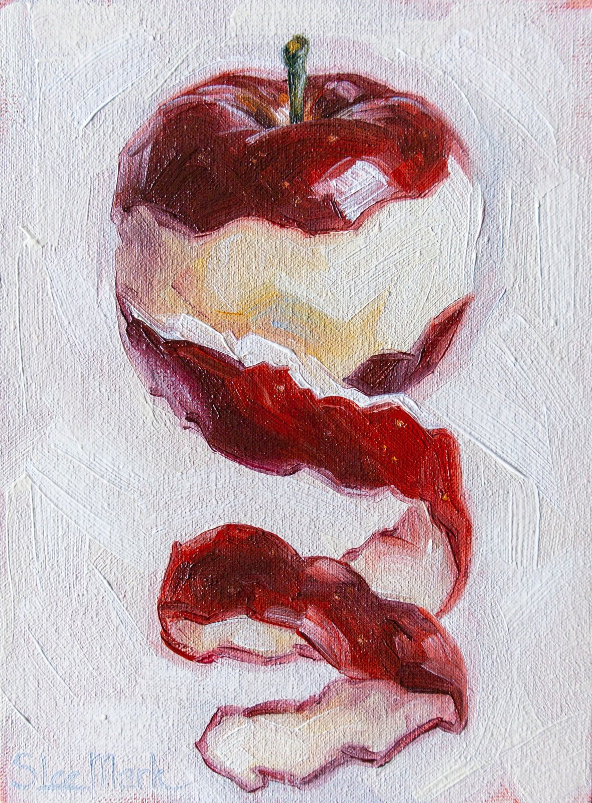 Apple garland Original art 8x6 by S. Lee Mark - Stil life oil painting Fruit art Fruit still life Fruit painting Citrus art garland