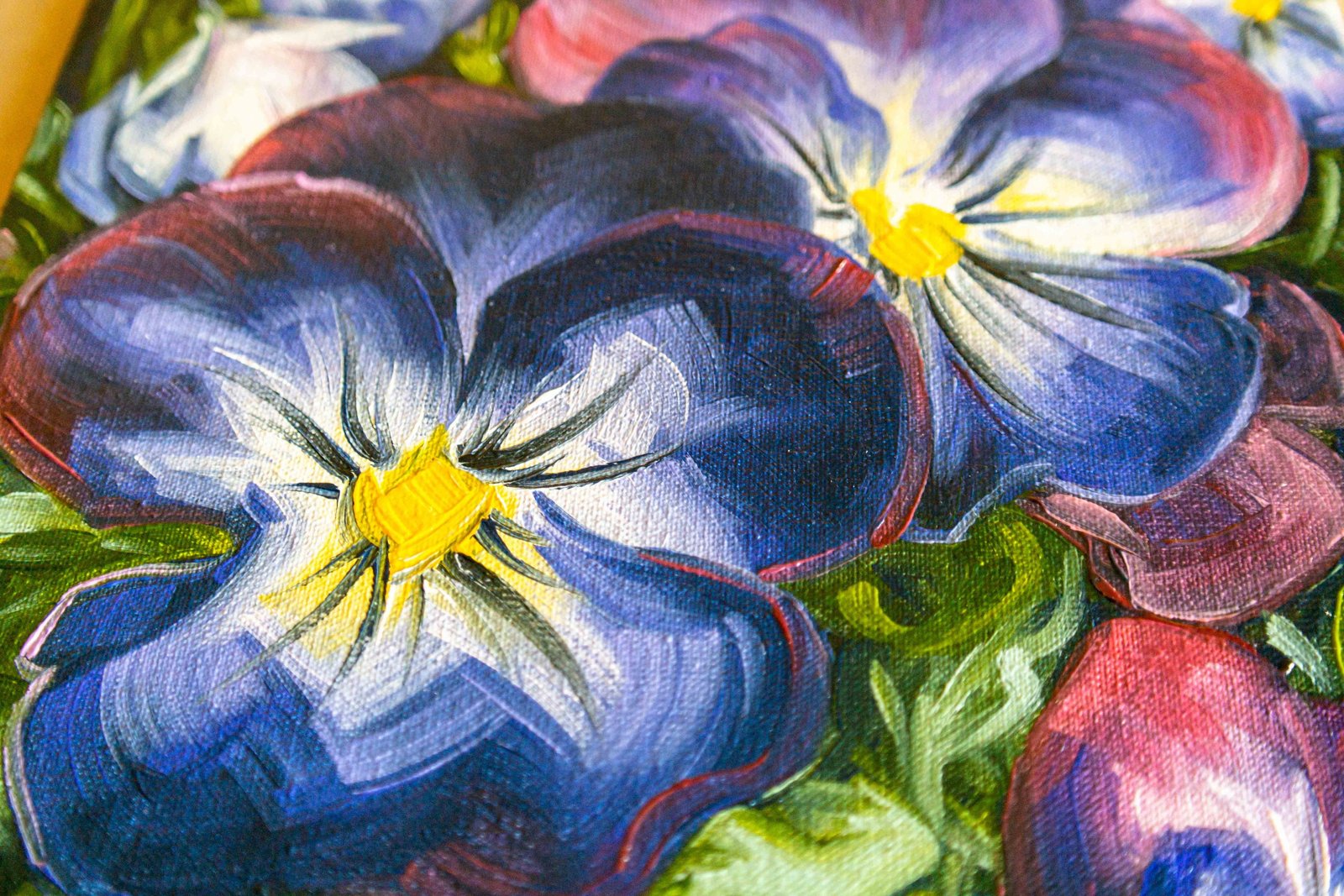 Violets Original art 8x8 by S. Lee Mark - Stil life oil violets painting art still life violets flowers painting small art