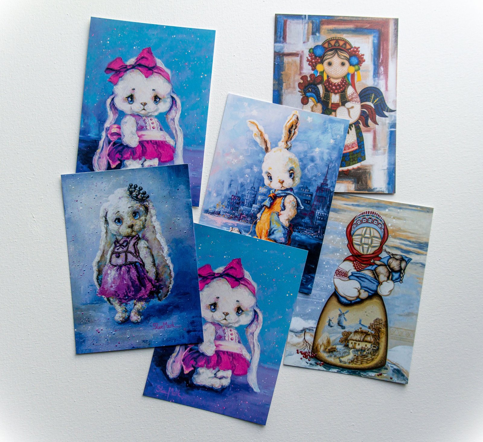 Postcard set of 2 "Ukrainian dolls" Paper Party Supplies Paper Stationery Postcards from Ukraine Greeting Cards Good Luck Artwork