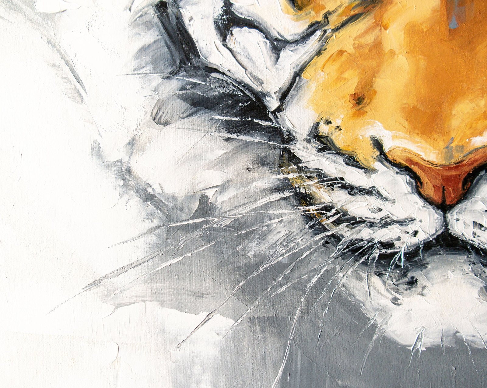 Tiger 24" S.Lee Mark Original oil painting Pet portrait Ginger portrait Animal painting Animal art Original art Home Living Home Décor Wall