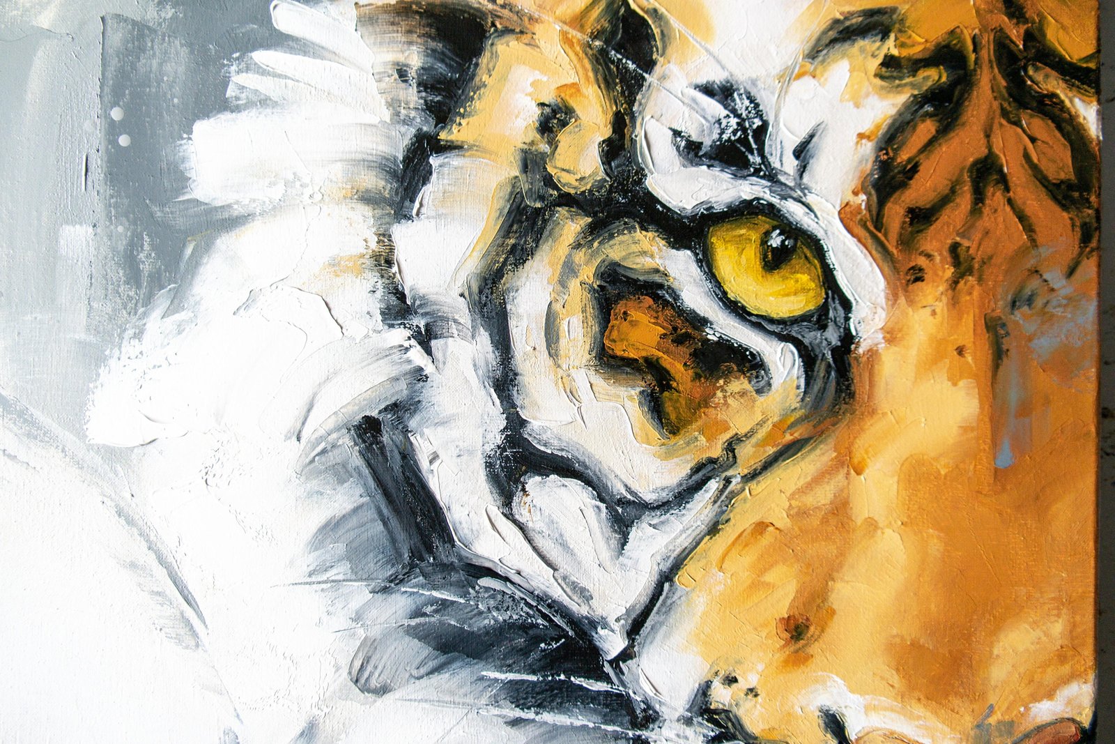 Tiger 24" S.Lee Mark Original oil painting Pet portrait Ginger portrait Animal painting Animal art Original art Home Living Home Décor Wall