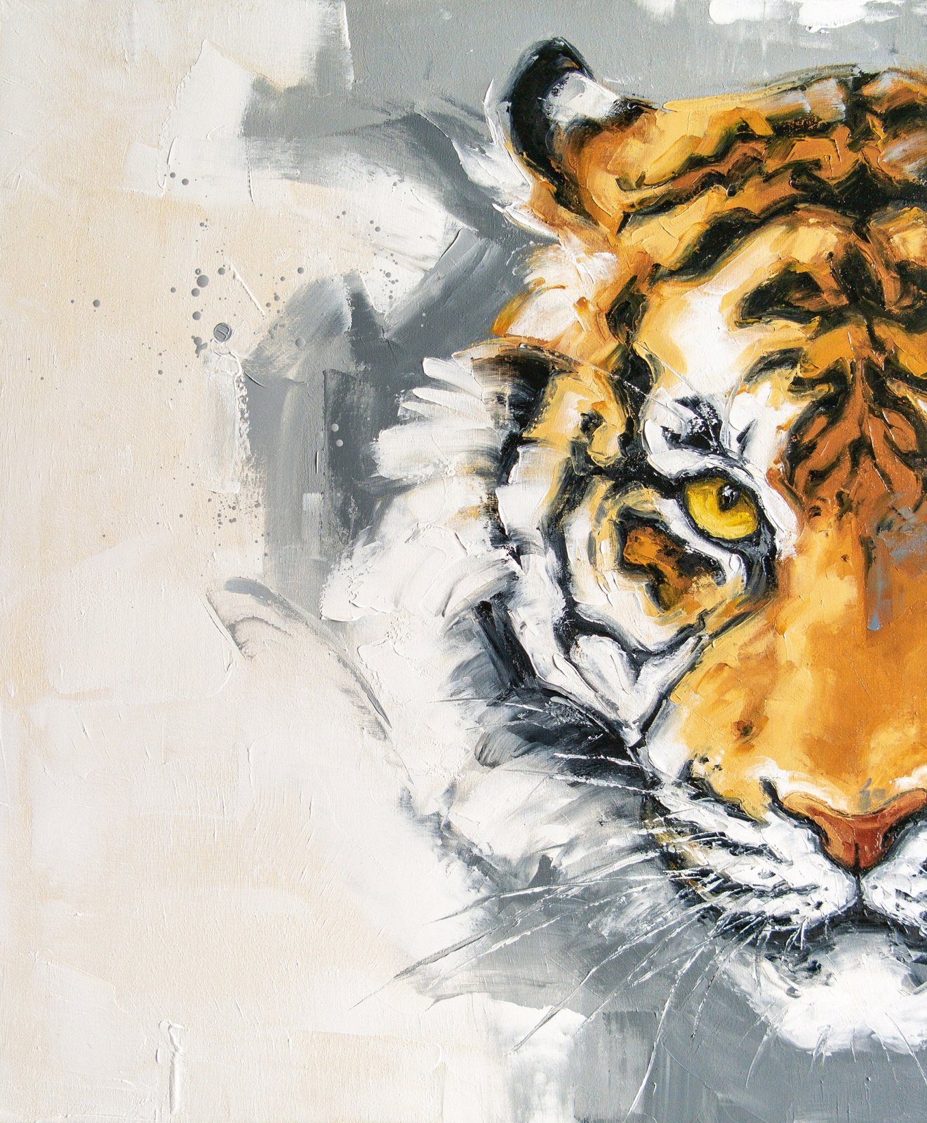 Tiger 24" S.Lee Mark Original oil painting Pet portrait Ginger portrait Animal painting Animal art Original art Home Living Home Décor Wall