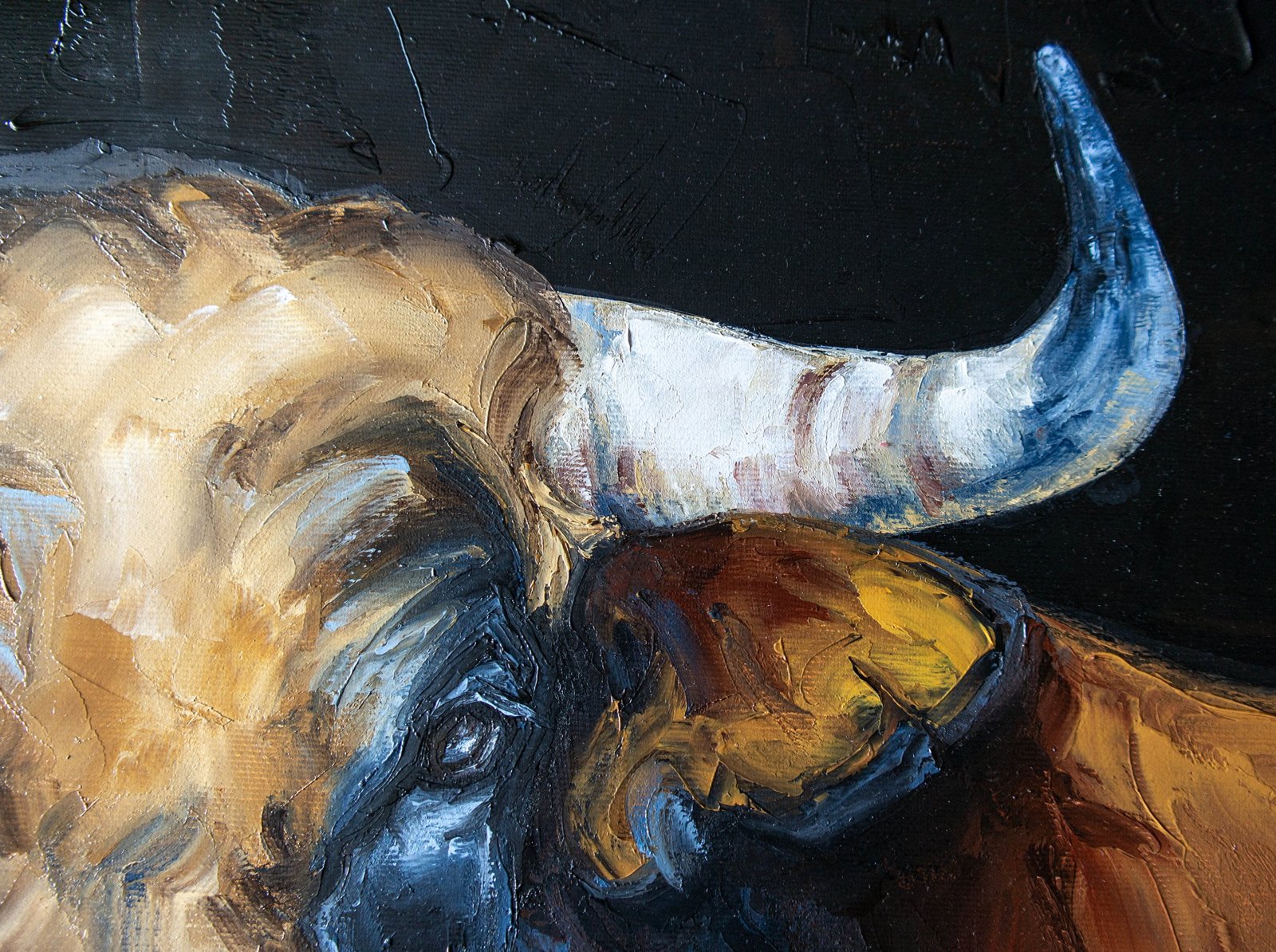 Bull 20" by S.Lee Mark ox cow farm animals cow painting warmhouse decor texas bull art wall art longhorn
