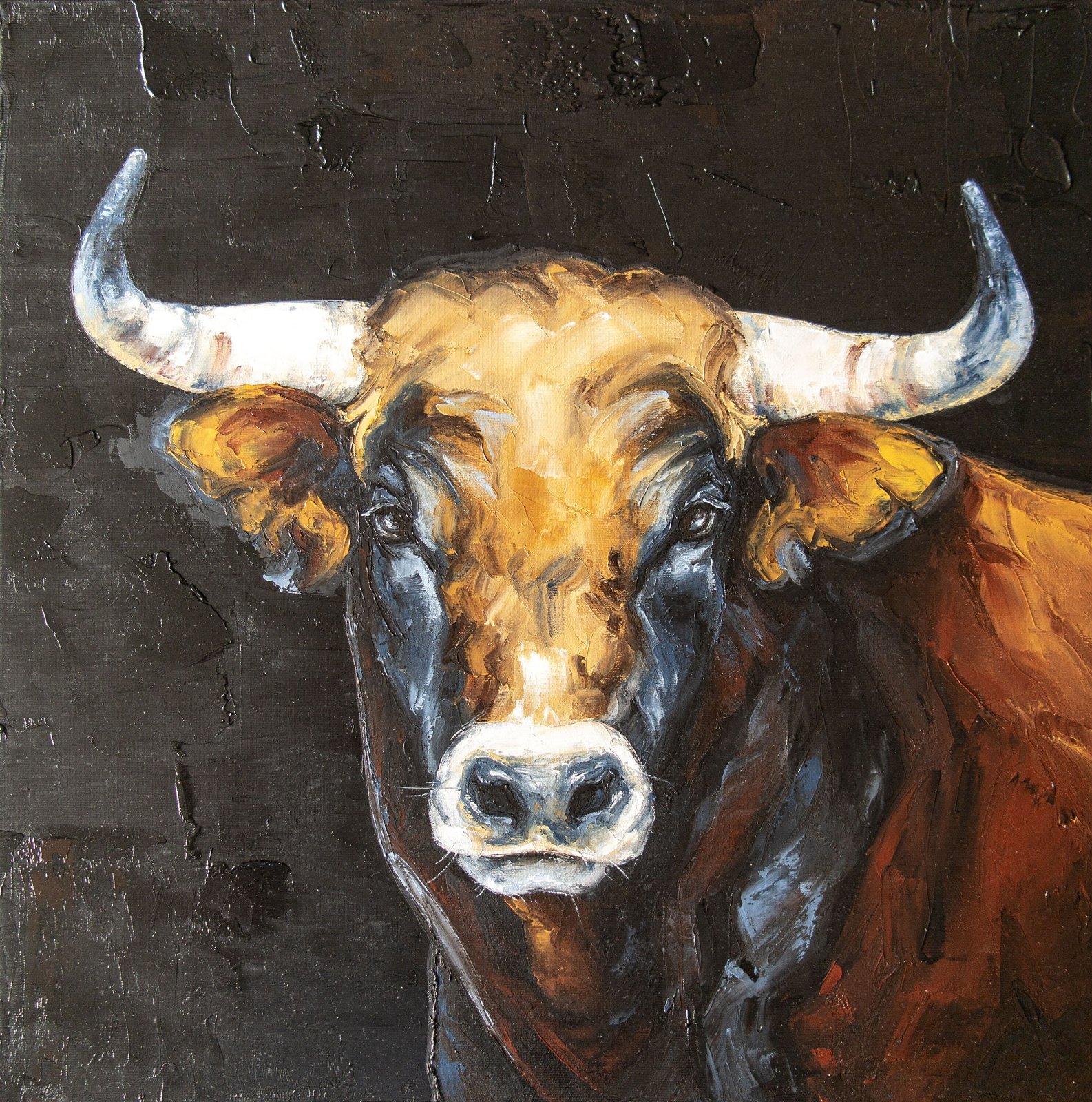 Bull 20" by S.Lee Mark ox cow farm animals cow painting warmhouse decor texas bull art wall art longhorn