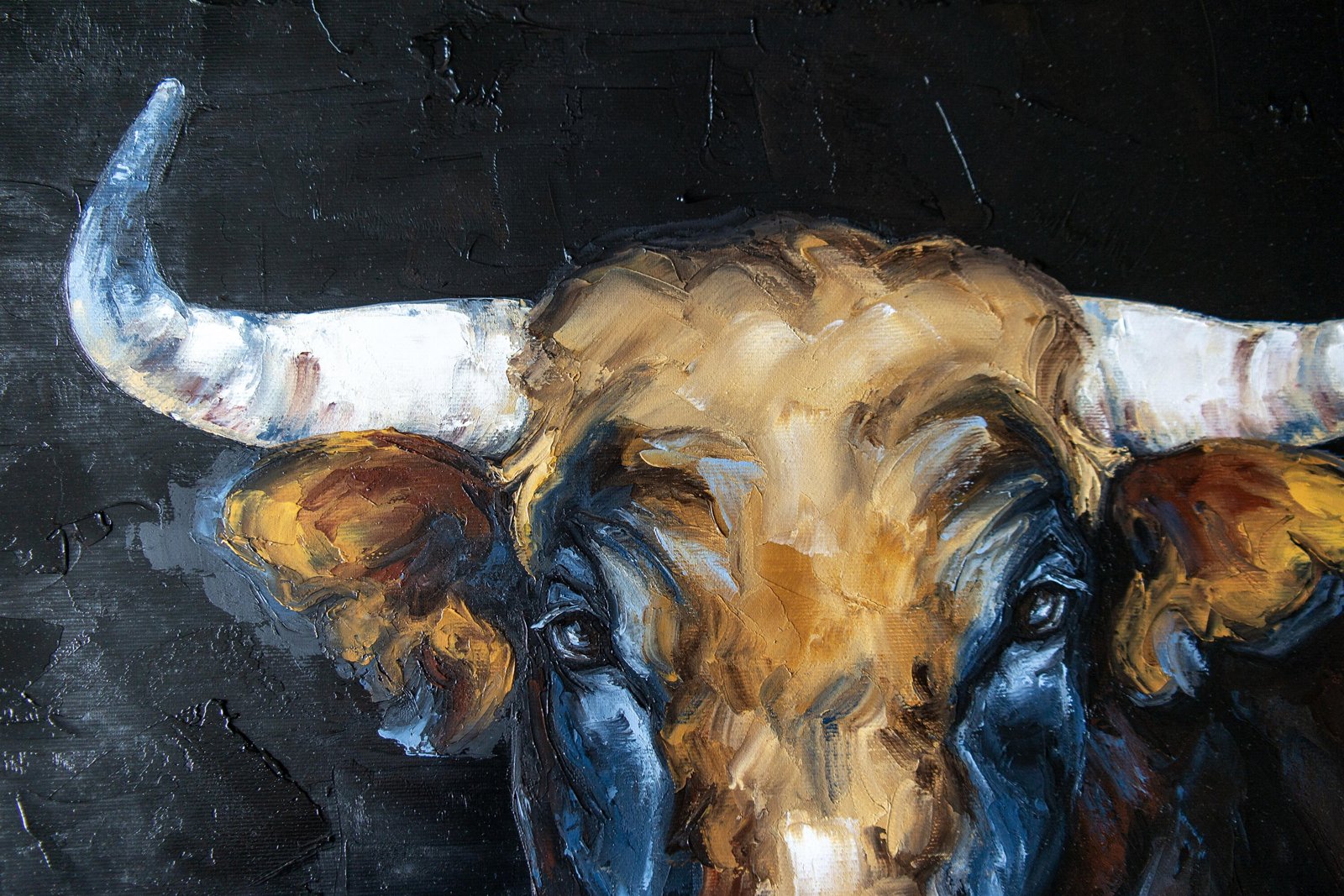 Bull 20" by S.Lee Mark ox cow farm animals cow painting warmhouse decor texas bull art wall art longhorn