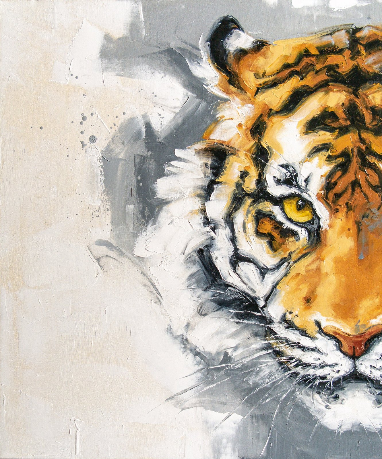 Tiger 24" S.Lee Mark Original oil painting Pet portrait Ginger portrait Animal painting Animal art Original art Home Living Home Décor Wall