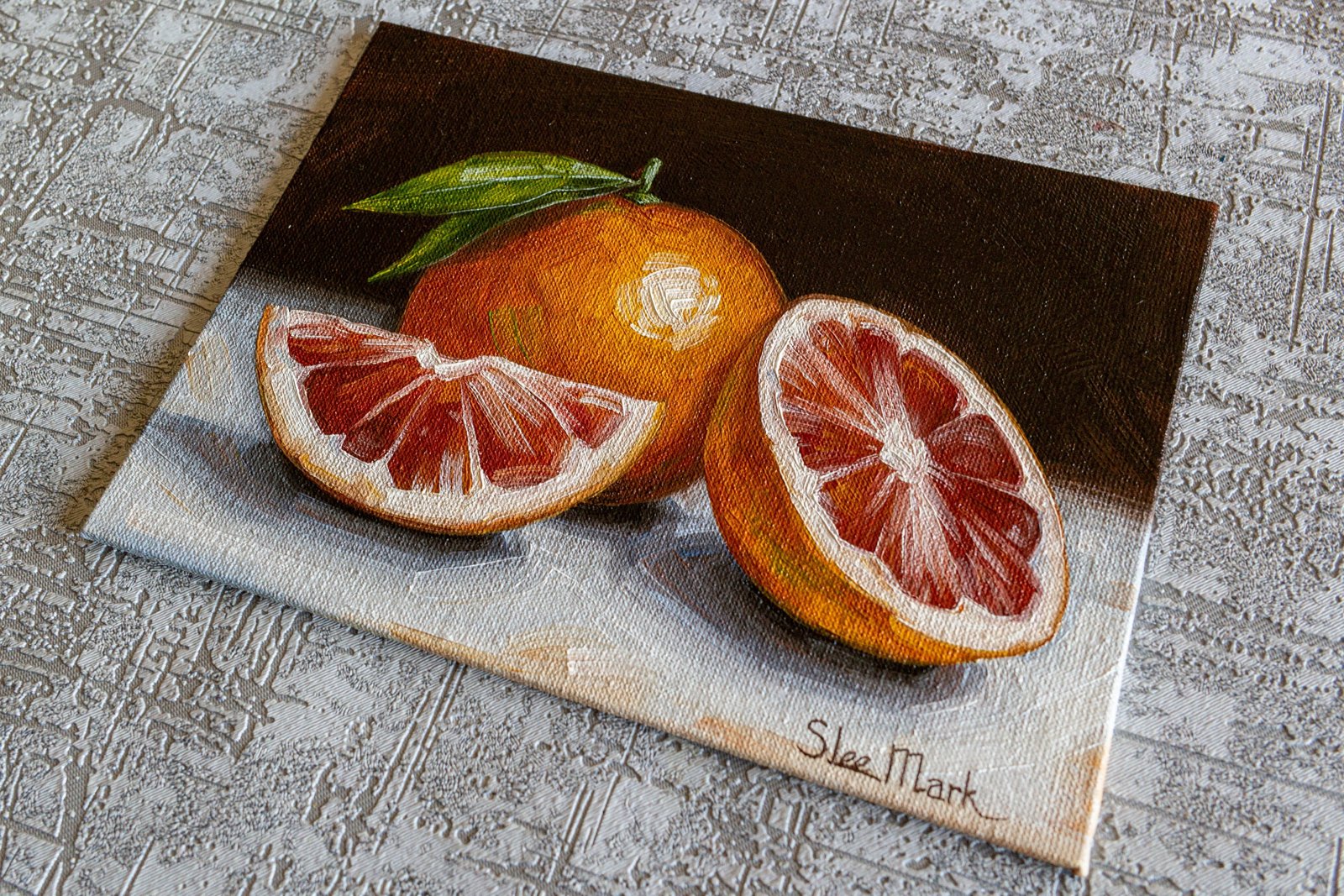 Grapefruit Original art 6x8 by S. Lee Mark - Stil life oil painting Fruit art Fruit still life Fruit painting Citrus art