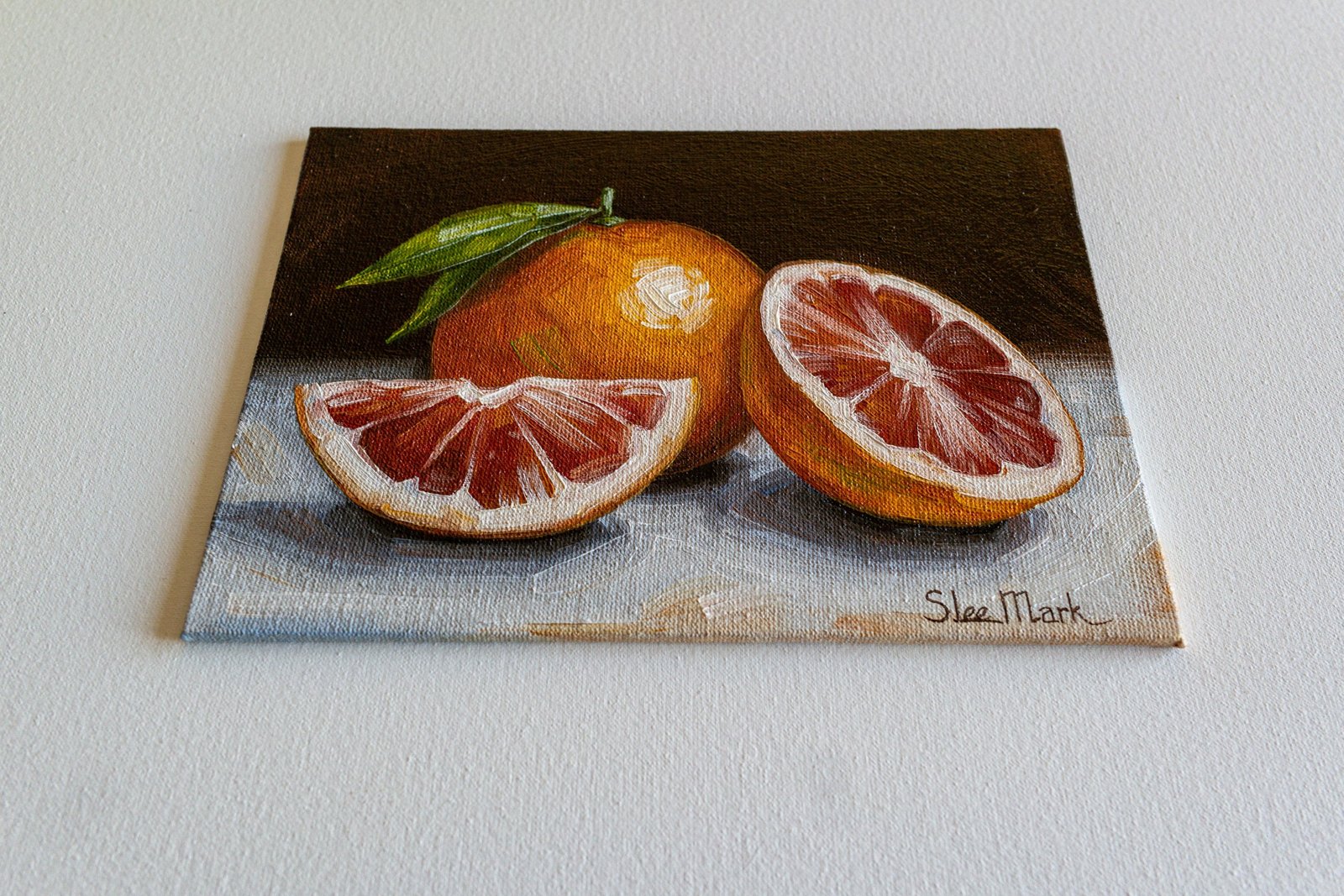 Grapefruit Original art 6x8 by S. Lee Mark - Stil life oil painting Fruit art Fruit still life Fruit painting Citrus art
