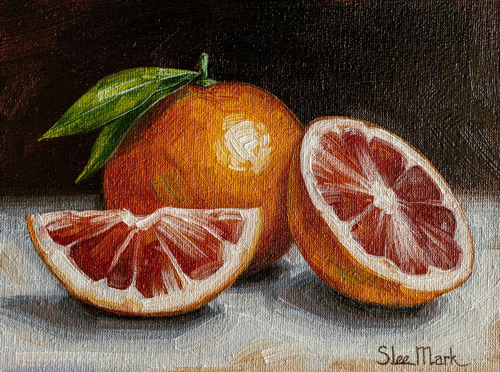 Grapefruit Original art 6x8 by S. Lee Mark - Stil life oil painting Fruit art Fruit still life Fruit painting Citrus art
