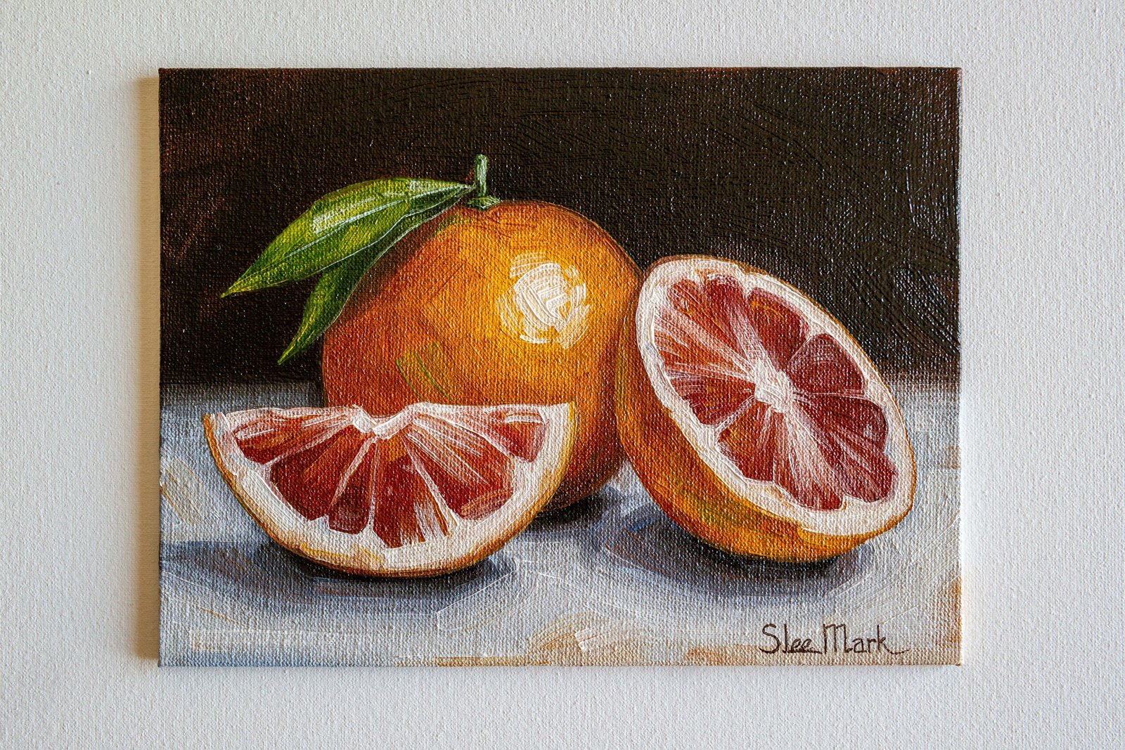 Grapefruit Original art 6x8 by S. Lee Mark - Stil life oil painting Fruit art Fruit still life Fruit painting Citrus art