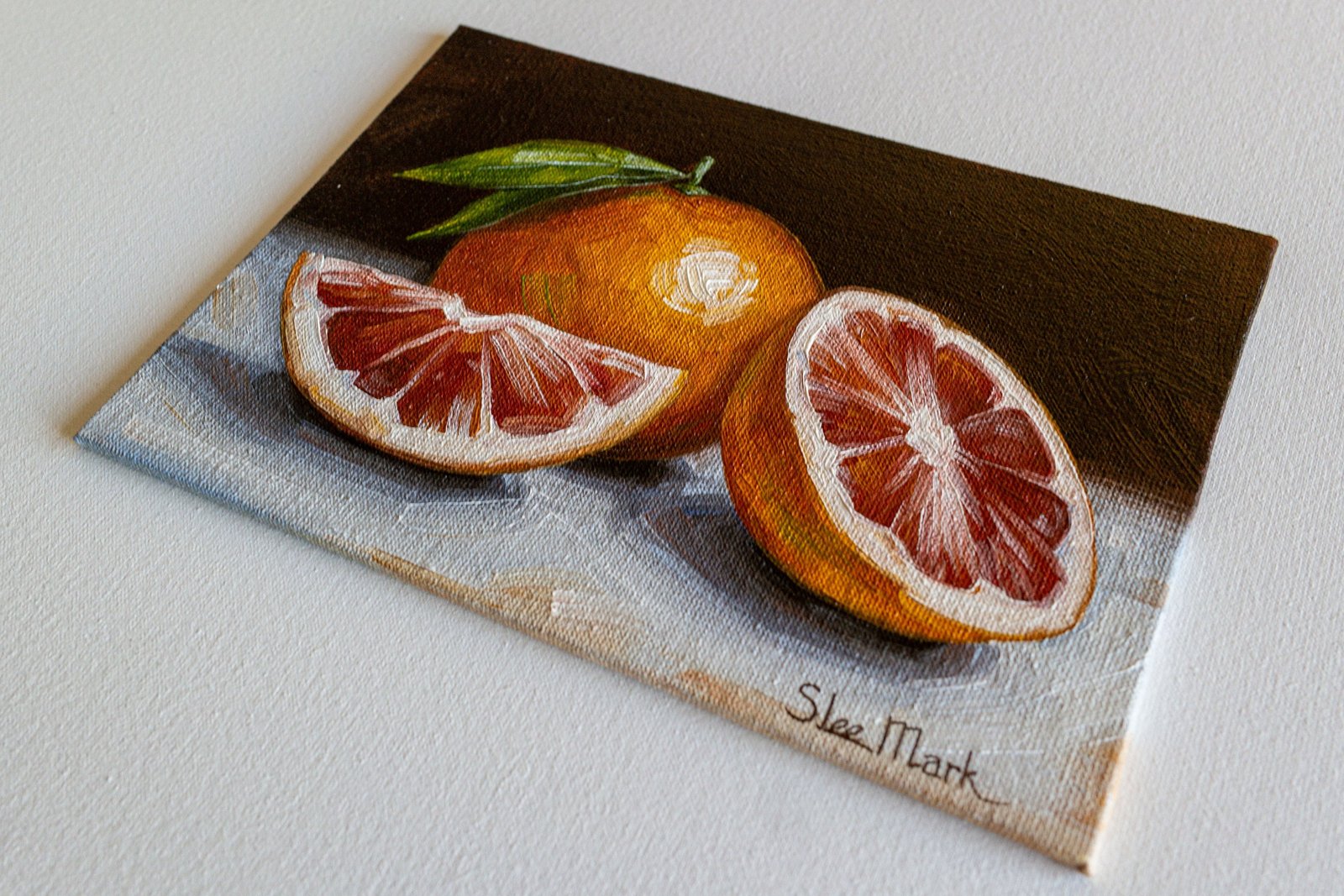 Grapefruit Original art 6x8 by S. Lee Mark - Stil life oil painting Fruit art Fruit still life Fruit painting Citrus art