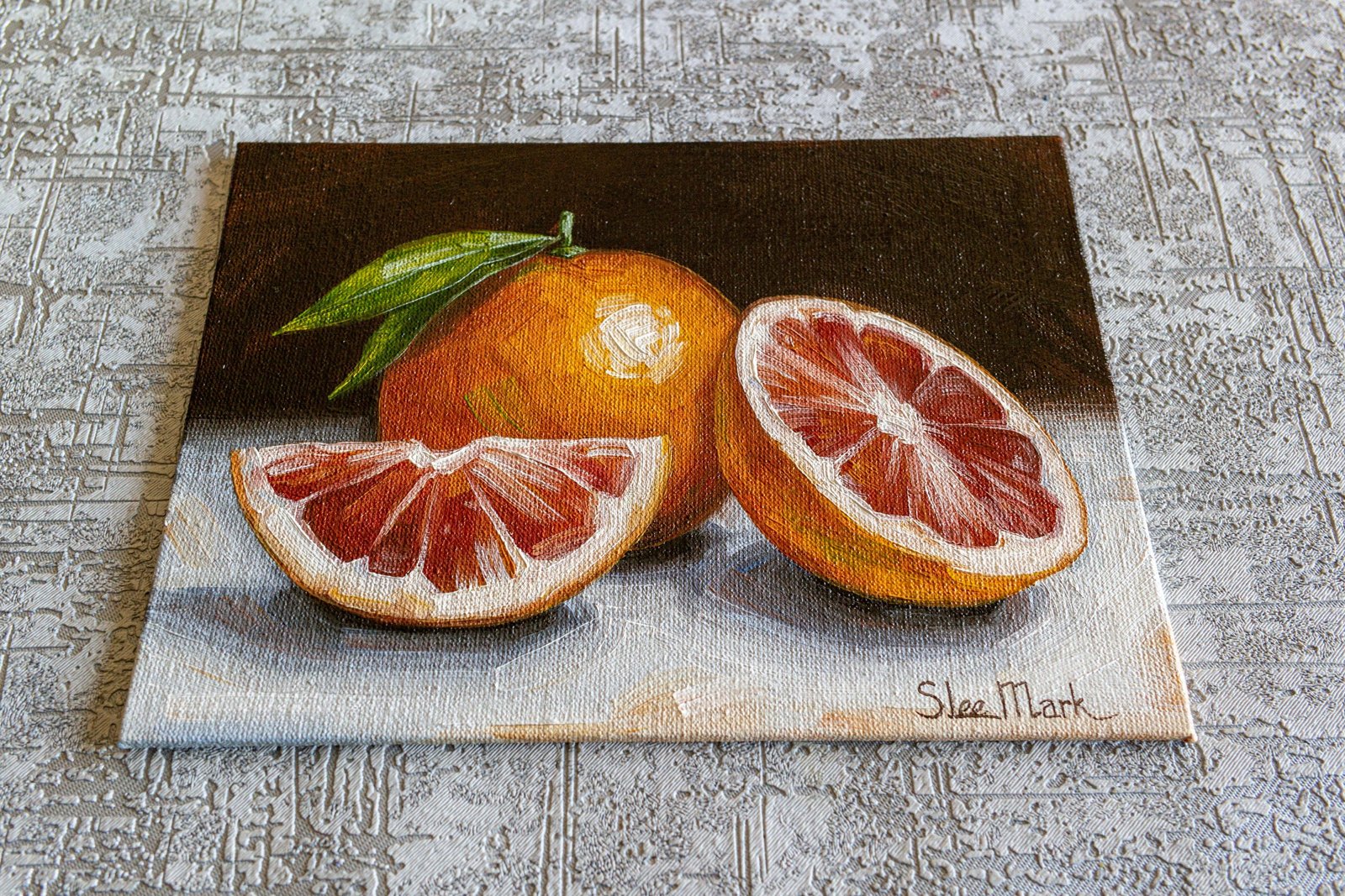 Grapefruit Original art 6x8 by S. Lee Mark - Stil life oil painting Fruit art Fruit still life Fruit painting Citrus art