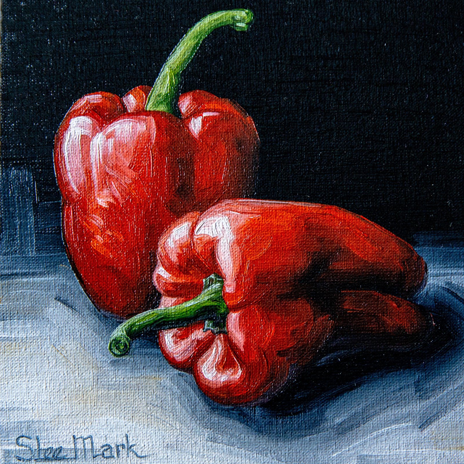 Red pepper Original art 6" S. Lee Mark Fruit Stil life oil painting Fruit art Vegetables painting Pepper art Home Living Decor Wall by Svitlana Lee Mark