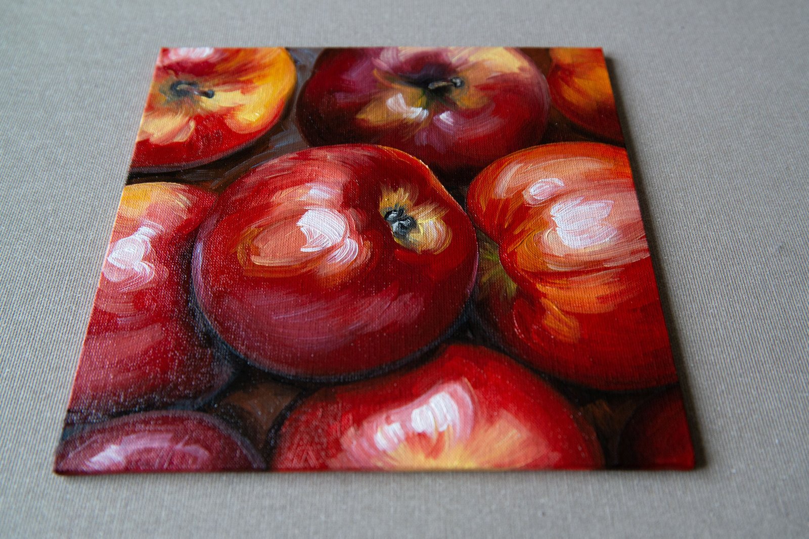 Apples Original art 8x8" by S. Lee Mark - Stil life oil painting Fruit art Fruit still life Fruit painting Citrus Apples art
