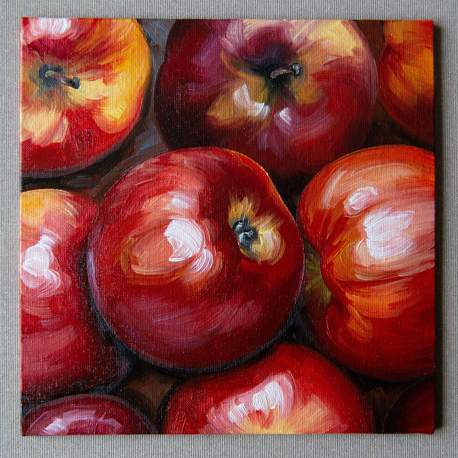 Apples Original art 8x8" by S. Lee Mark - Stil life oil painting Fruit art Fruit still life Fruit painting Citrus Apples art