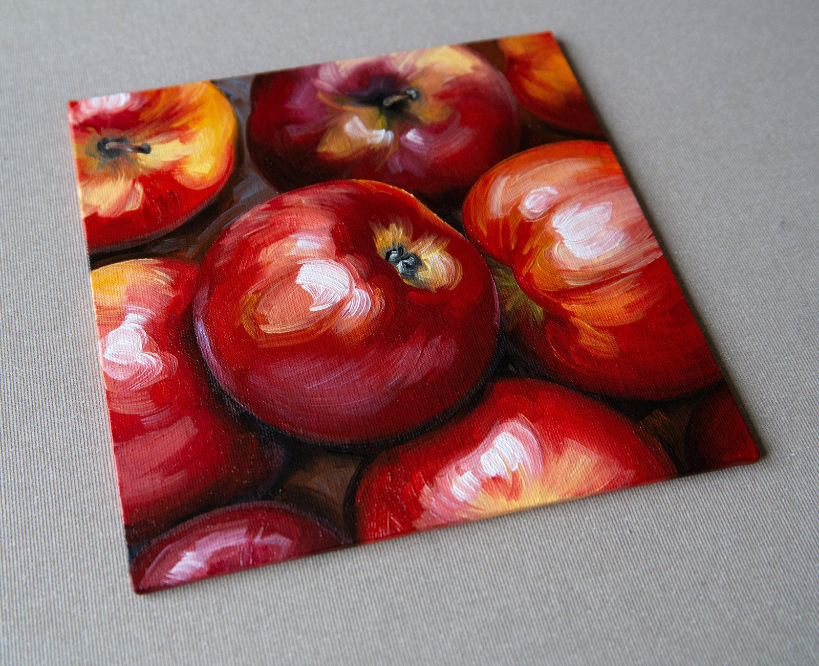 Apples Original art 8x8" by S. Lee Mark - Stil life oil painting Fruit art Fruit still life Fruit painting Citrus Apples art