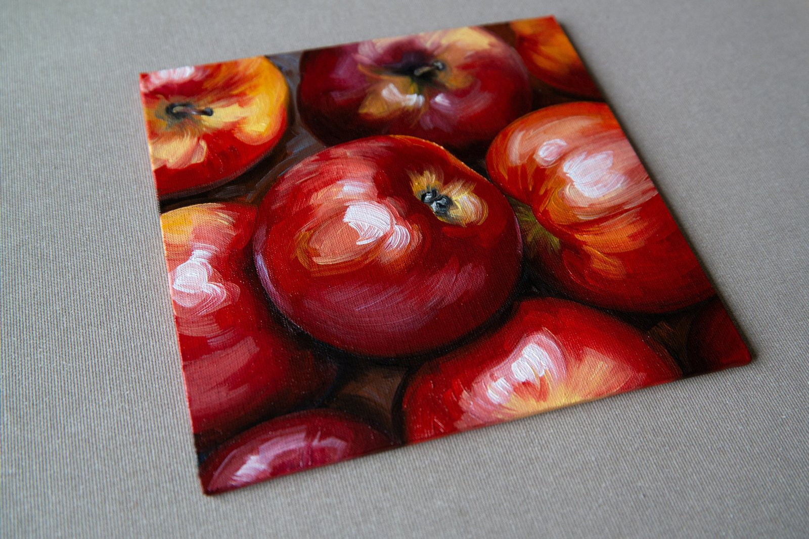 Apples Original art 8x8" by S. Lee Mark - Stil life oil painting Fruit art Fruit still life Fruit painting Citrus Apples art