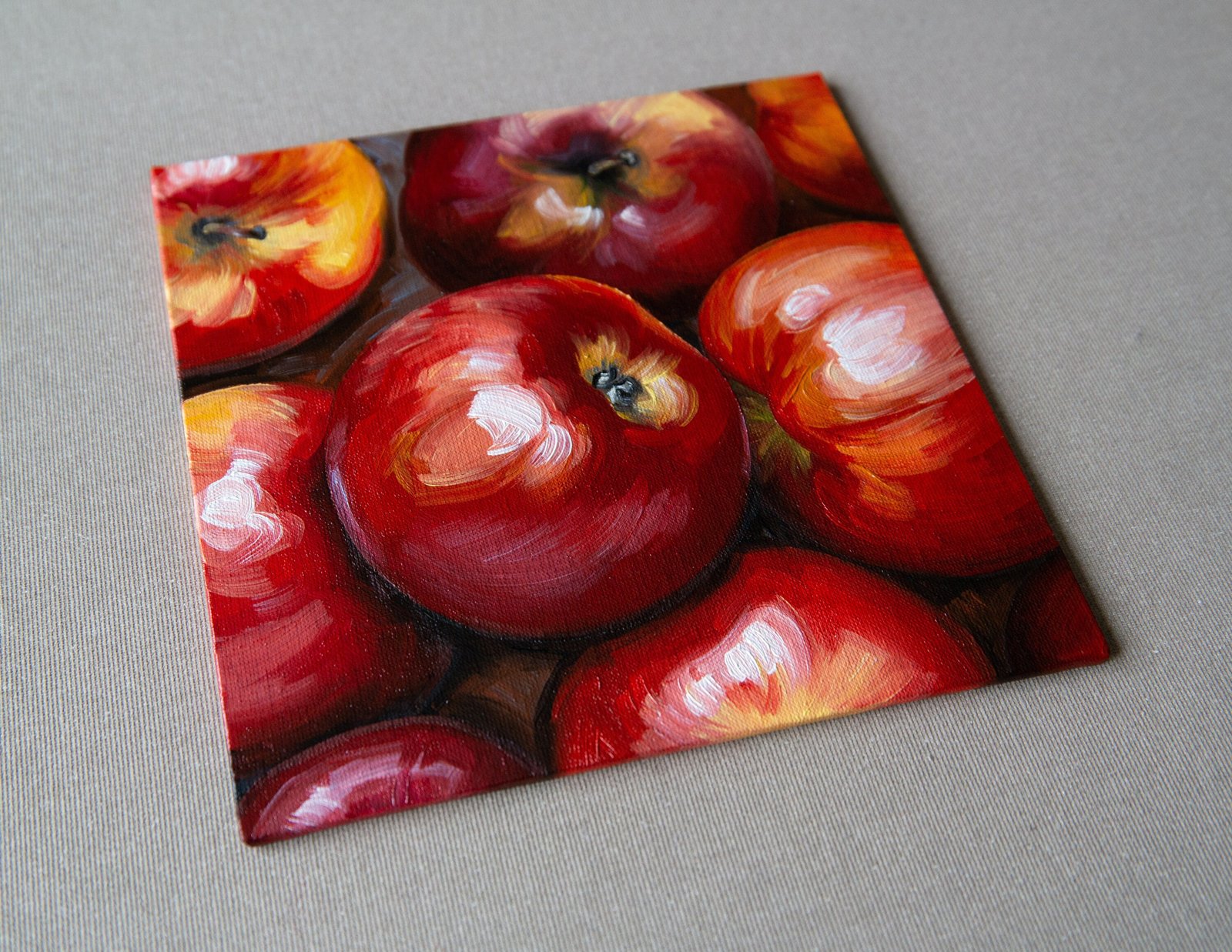 Apples Original art 8x8" by S. Lee Mark - Stil life oil painting Fruit art Fruit still life Fruit painting Citrus Apples art
