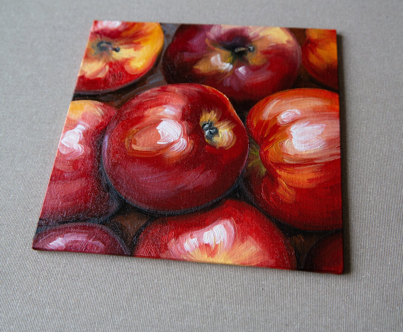 Apples Original art 8x8" by S. Lee Mark - Stil life oil painting Fruit art Fruit still life Fruit painting Citrus Apples art