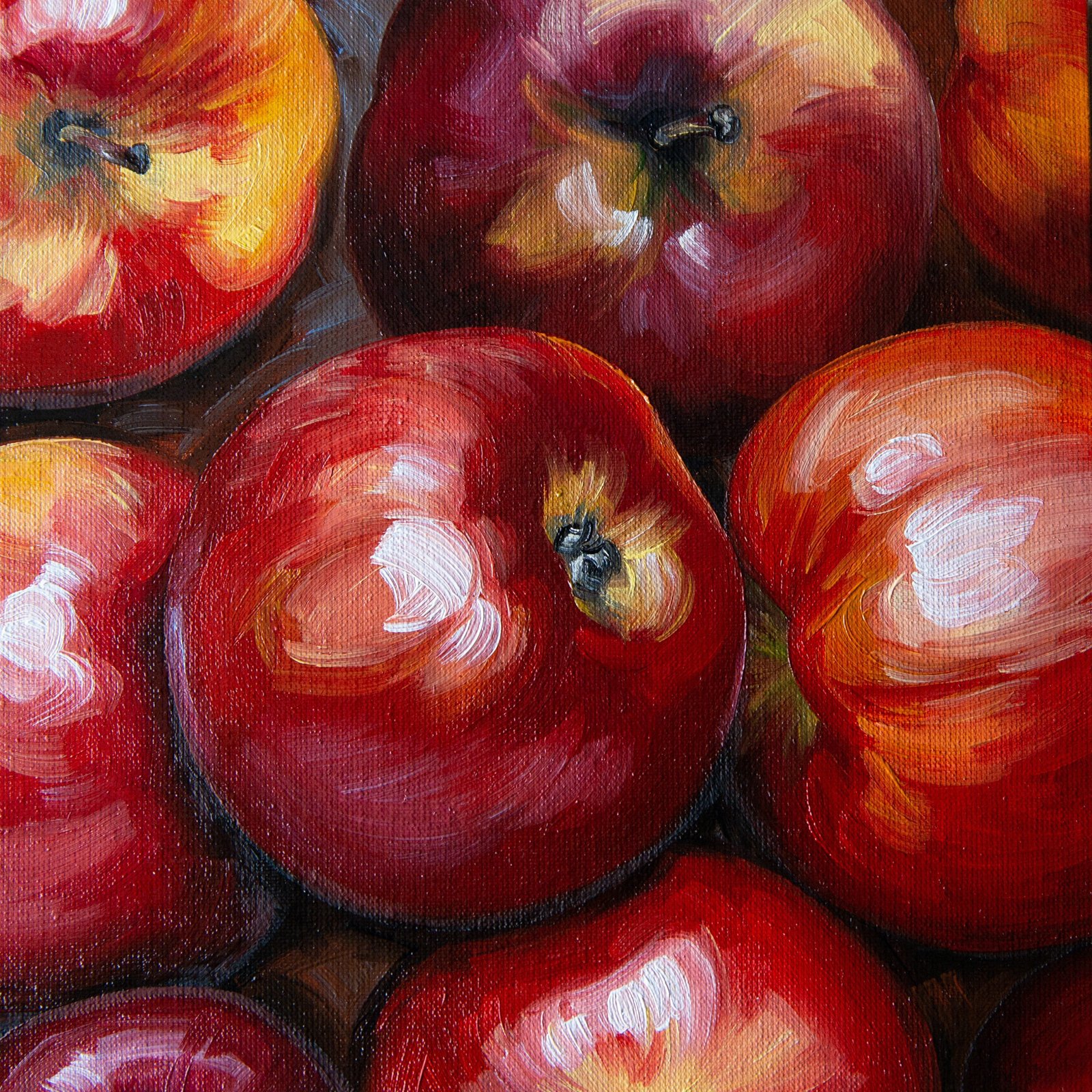 Apples Original art 8x8" by S. Lee Mark - Stil life oil painting Fruit art Fruit still life Fruit painting Citrus Apples art by Svitlana Lee Mark