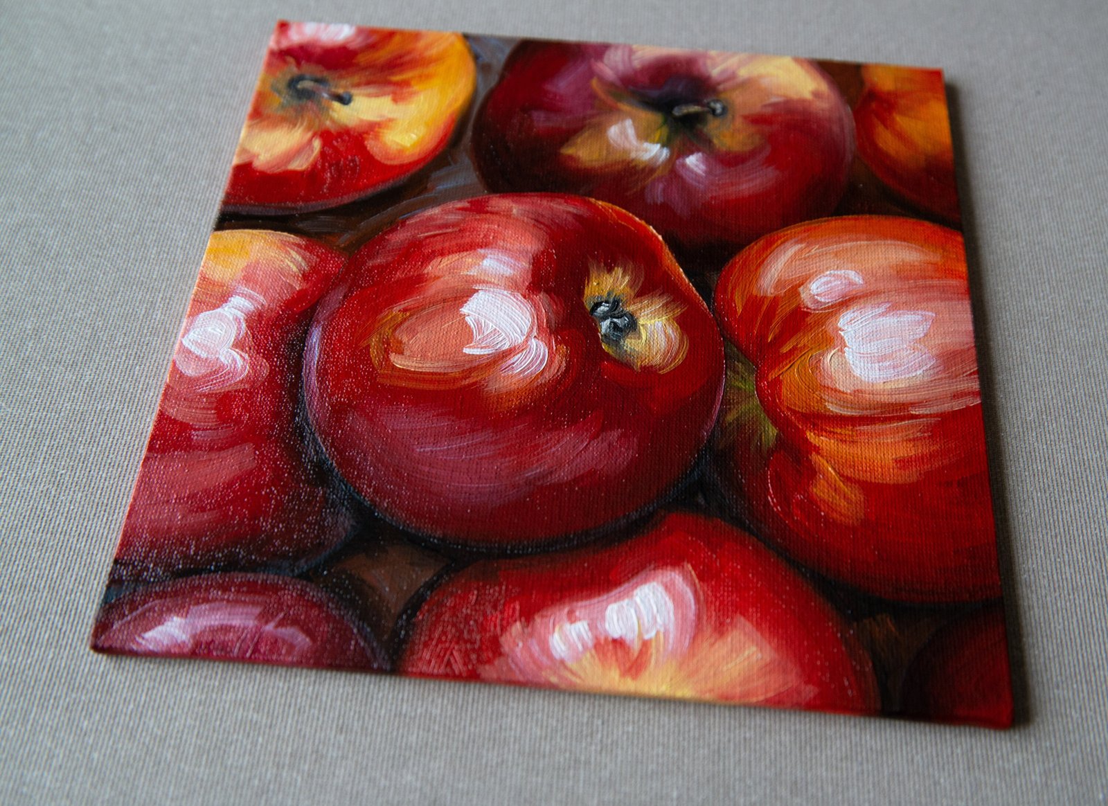 Apples Original art 8x8" by S. Lee Mark - Stil life oil painting Fruit art Fruit still life Fruit painting Citrus Apples art