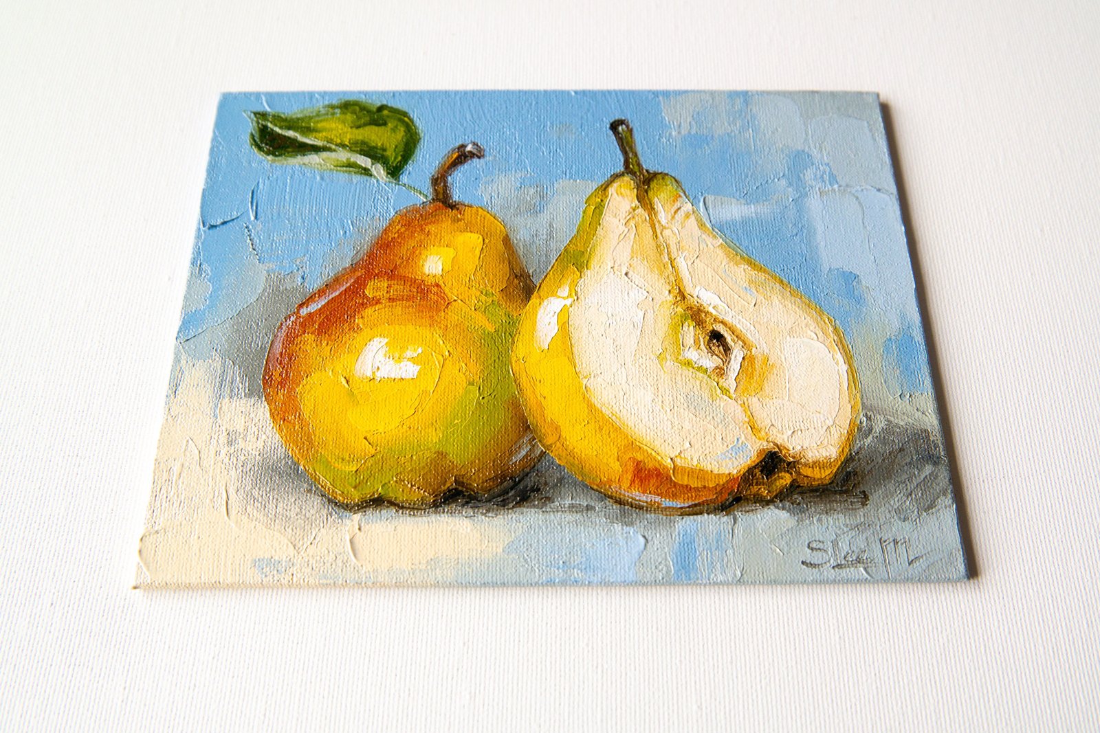 Pears Original art 6x8 by S. Lee Mark Stil life oil painting Fruit art Fruit still life Fruit painting Pears art Home Décor Wall Hangings