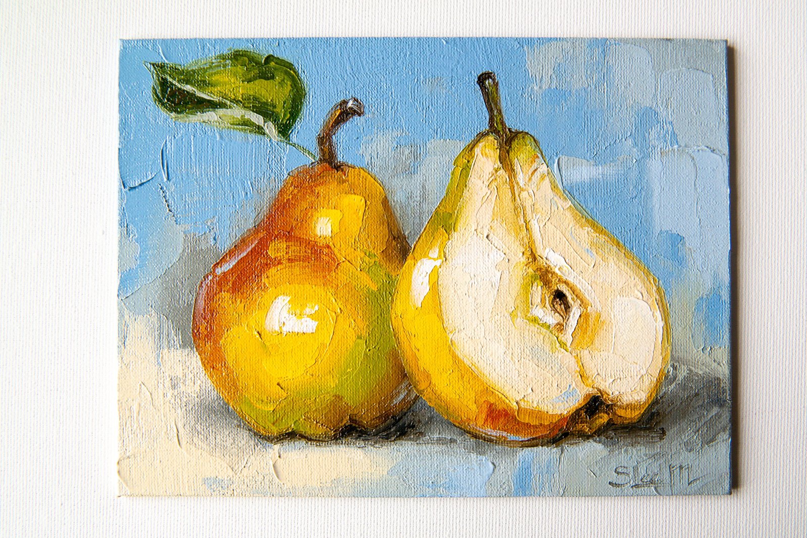 Pears Original art 6x8 by S. Lee Mark Stil life oil painting Fruit art Fruit still life Fruit painting Pears art Home Décor Wall Hangings