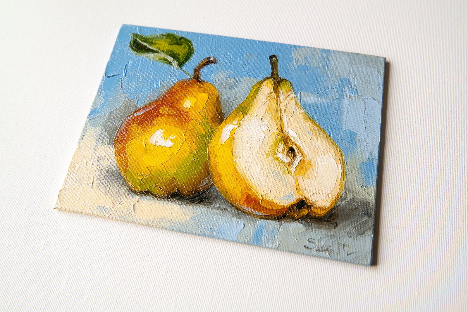 Pears Original art 6x8 by S. Lee Mark Stil life oil painting Fruit art Fruit still life Fruit painting Pears art Home Décor Wall Hangings