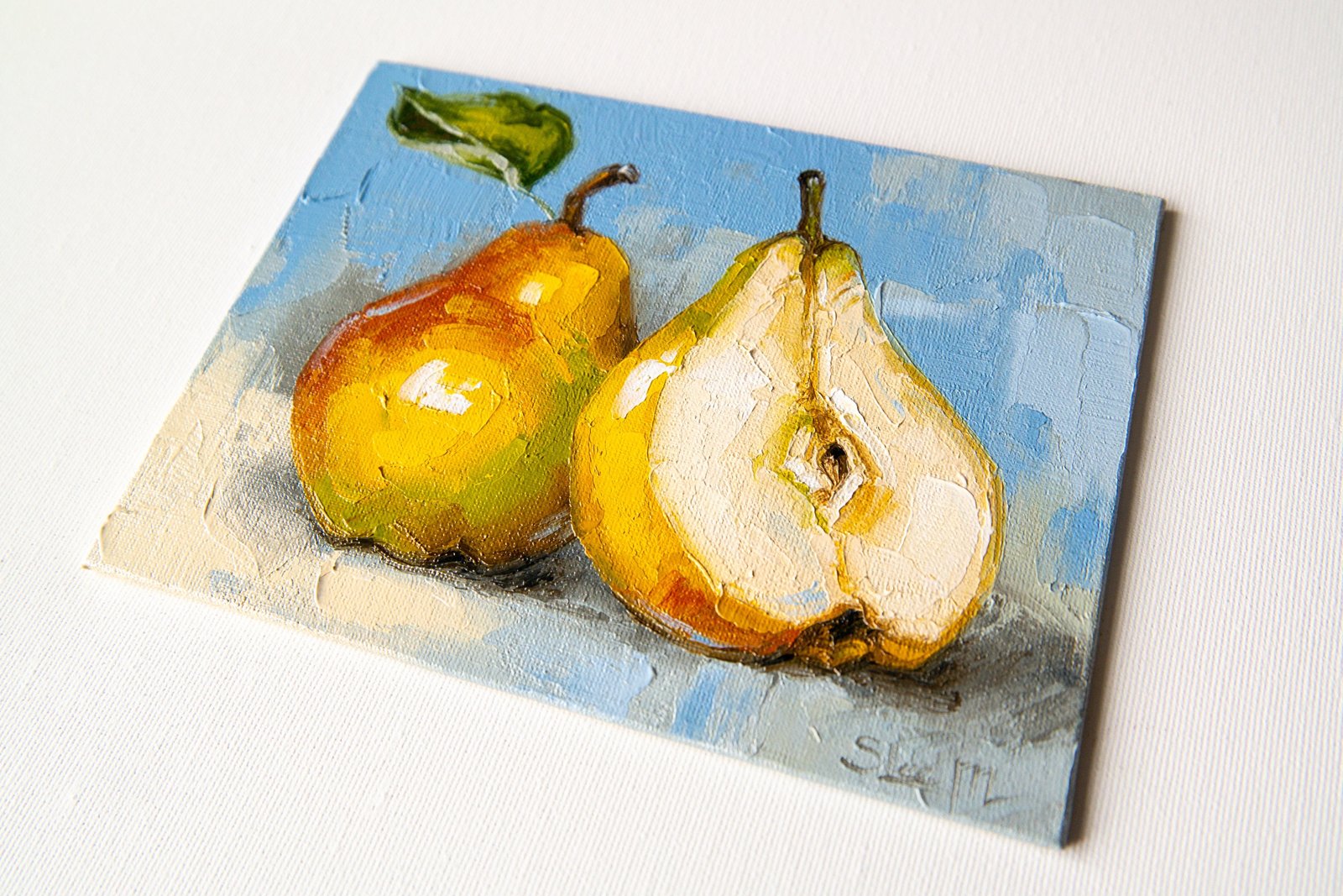 Pears Original art 6x8 by S. Lee Mark Stil life oil painting Fruit art Fruit still life Fruit painting Pears art Home Décor Wall Hangings