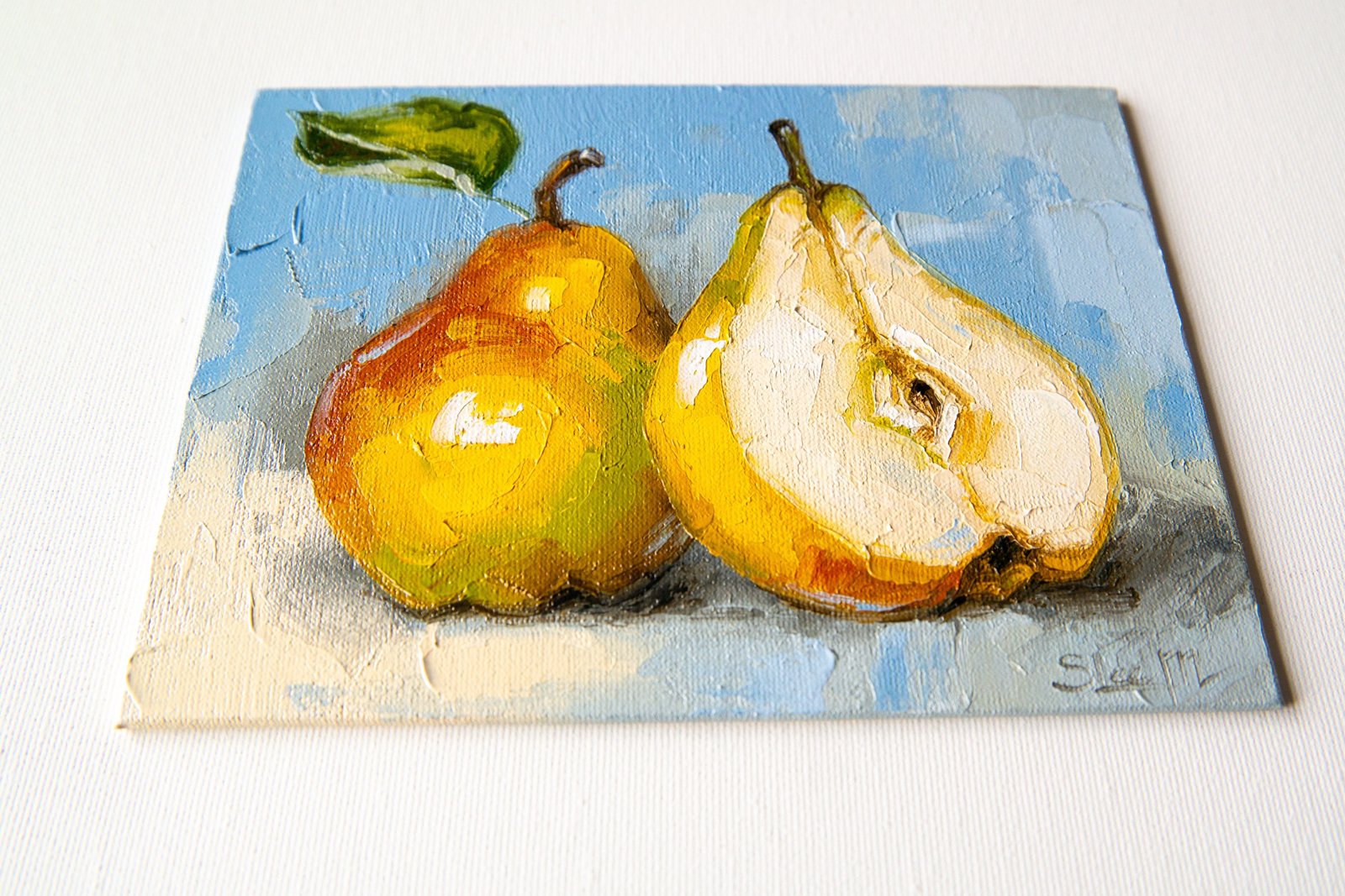 Pears Original art 6x8 by S. Lee Mark Stil life oil painting Fruit art Fruit still life Fruit painting Pears art Home Décor Wall Hangings