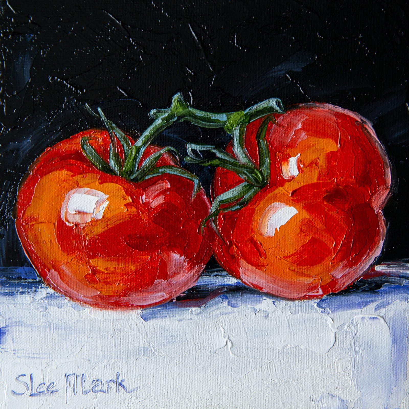 Tomatoes Original art 6x6 by S. Lee Mark - Stil life oil painting Fruit art Fruit still life Fruit painting Home Living Decor Wall by Svitlana Lee Mark