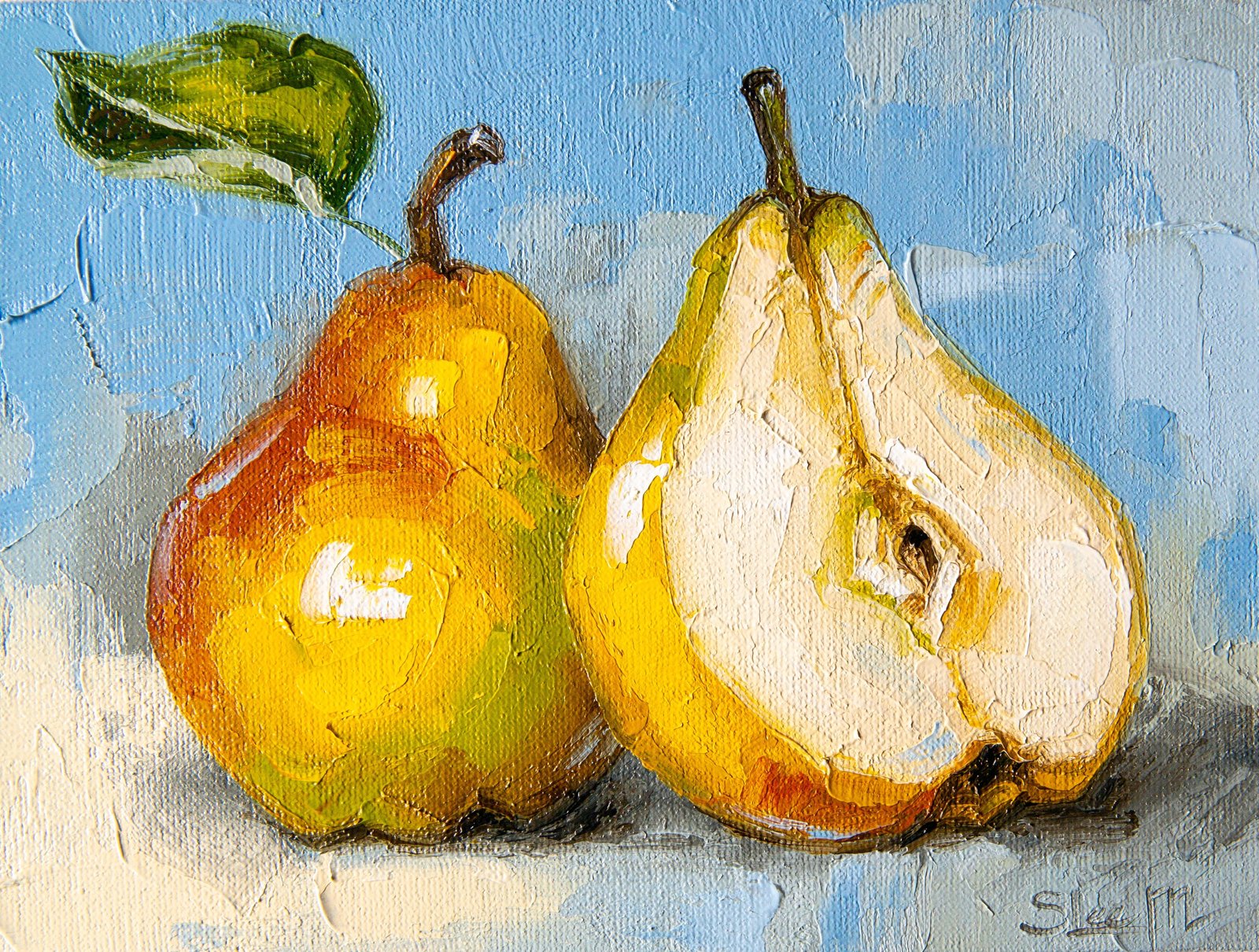 Pears Original art 6x8 by S. Lee Mark Stil life oil painting Fruit art Fruit still life Fruit painting Pears art Home Décor Wall Hangings by Svitlana Lee Mark