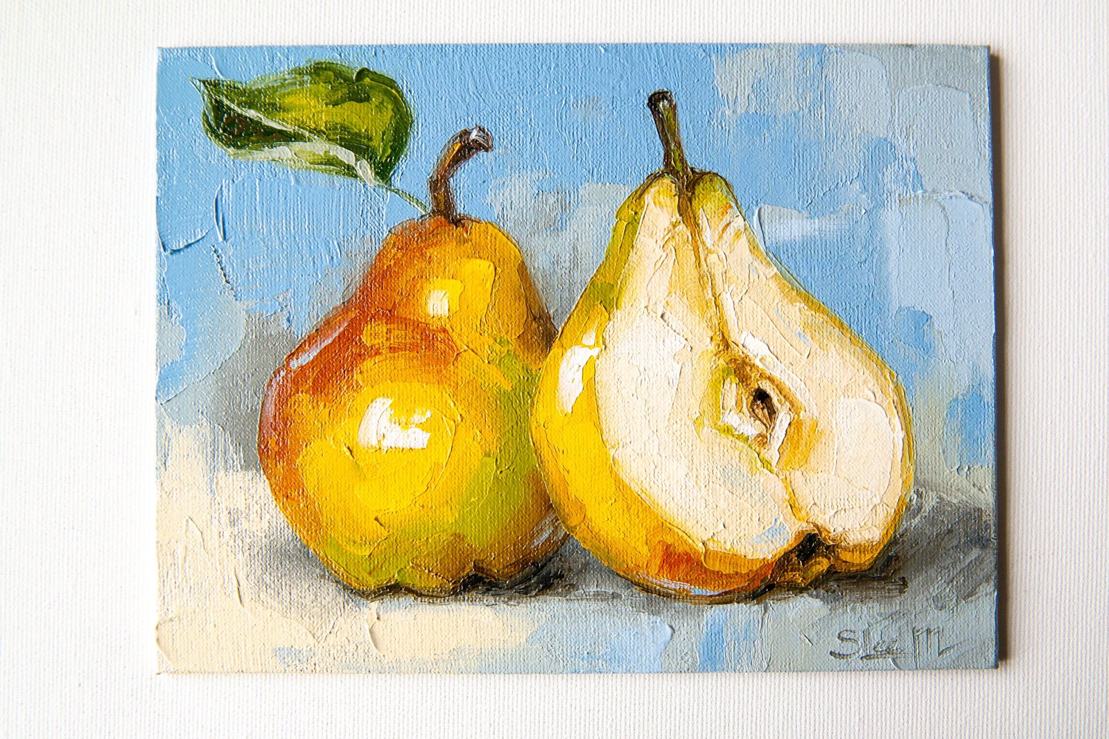 Pears Original art 6x8 by S. Lee Mark Stil life oil painting Fruit art Fruit still life Fruit painting Pears art Home Décor Wall Hangings